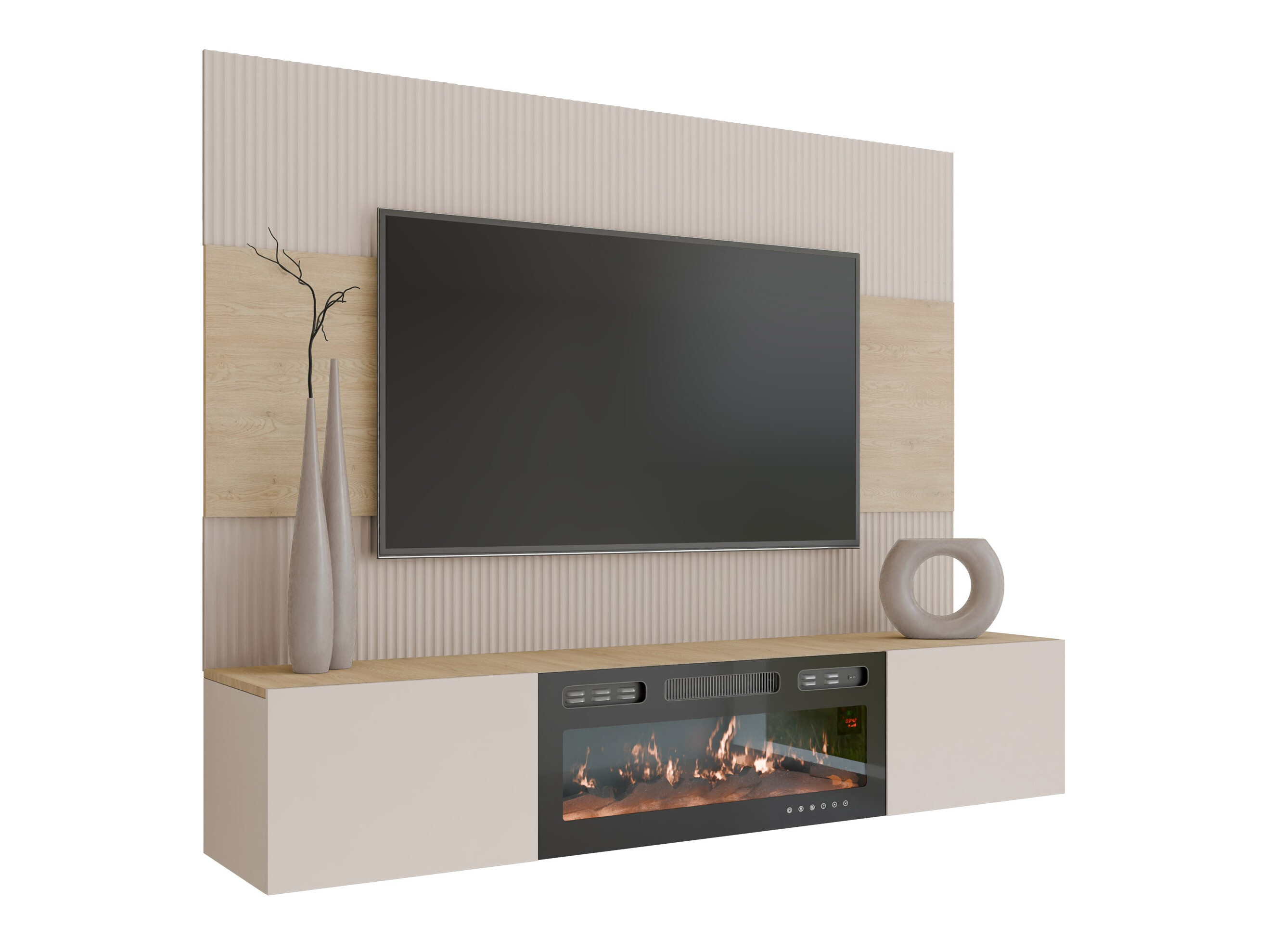 Wohnzimmer-Sets Comfivo Salix VII (Beige + Cremona-Eiche)
