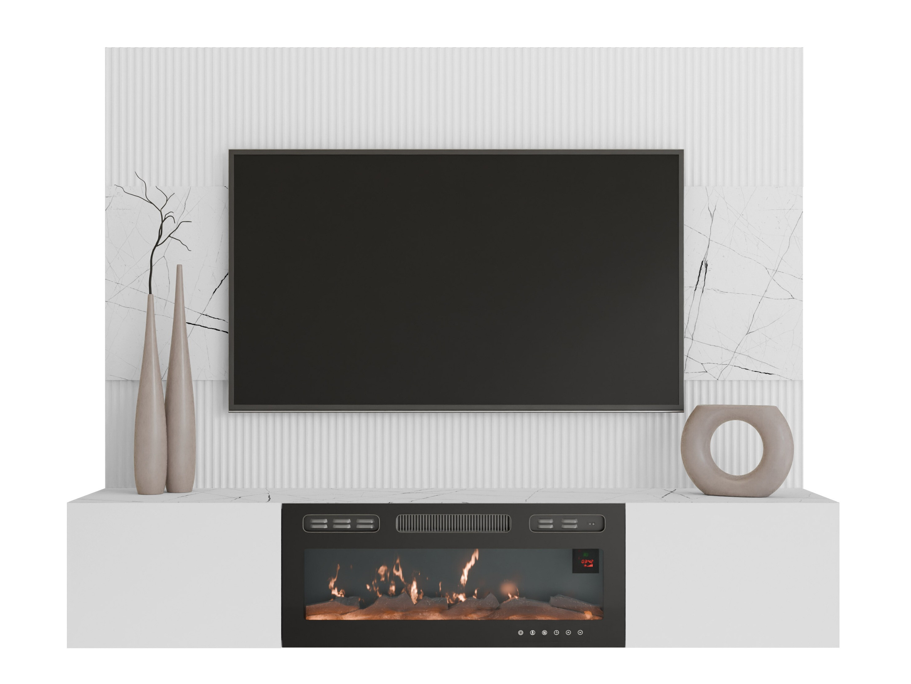 Wohnzimmer-Sets Comfivo Salix VII (Weiss + Weisser Marmor)