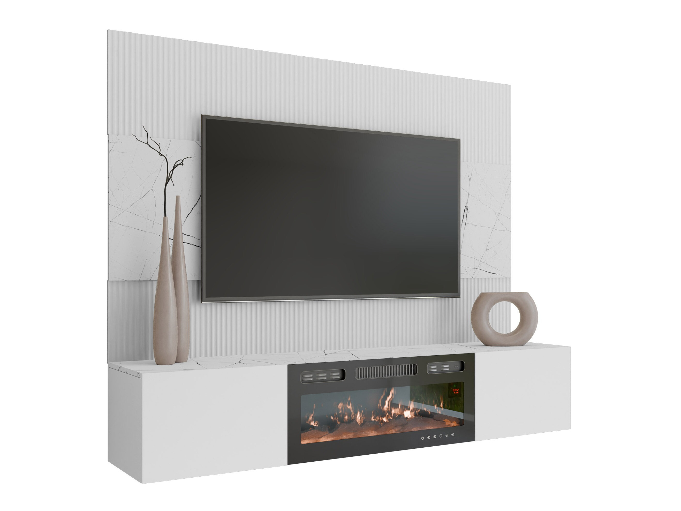 Wohnzimmer-Sets Comfivo Salix VII (Weiss + Weisser Marmor)