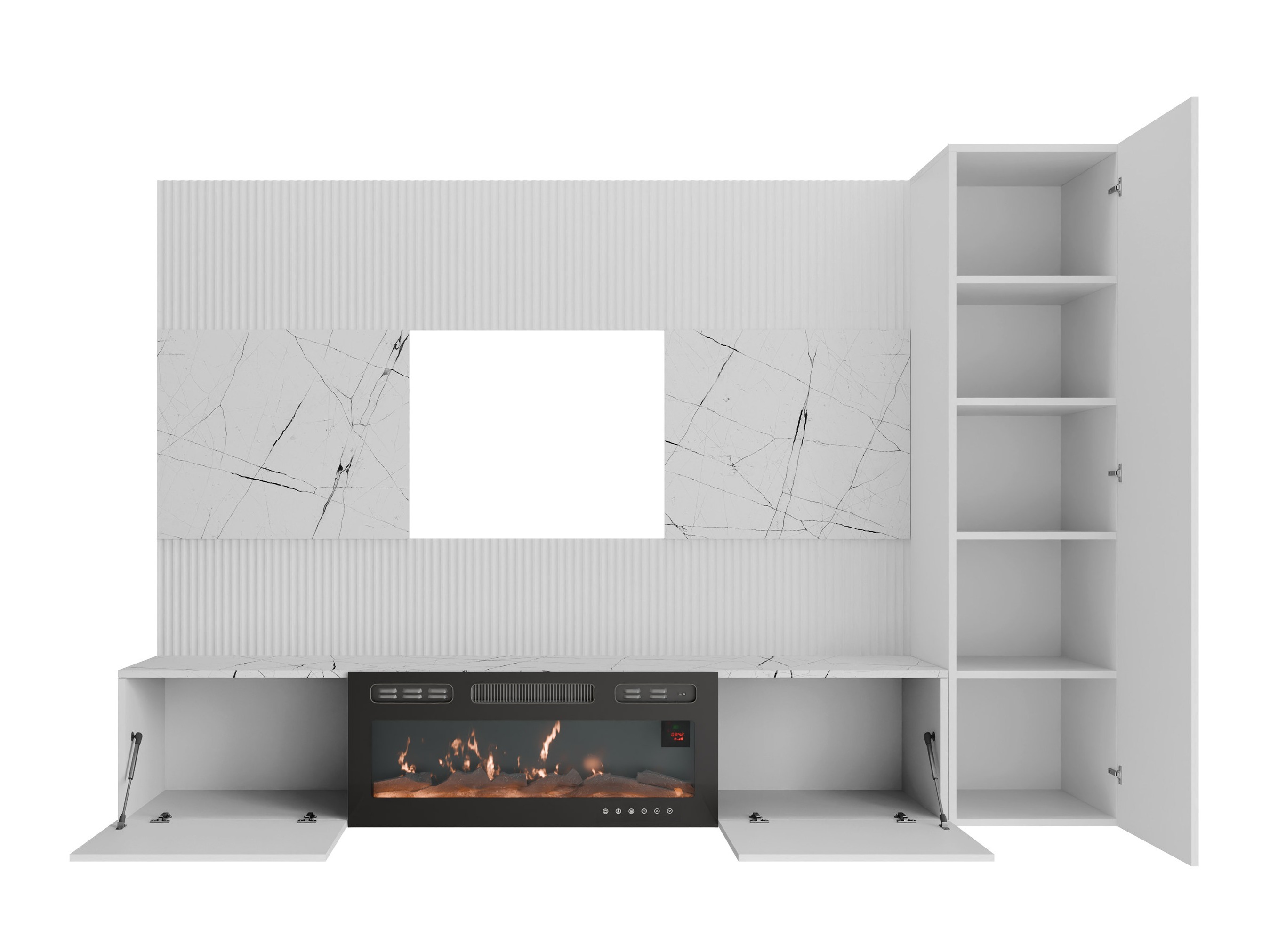 Wohnzimmer-Set Comfivo Salix IX (Schwarz + Schwarzer Marmor)