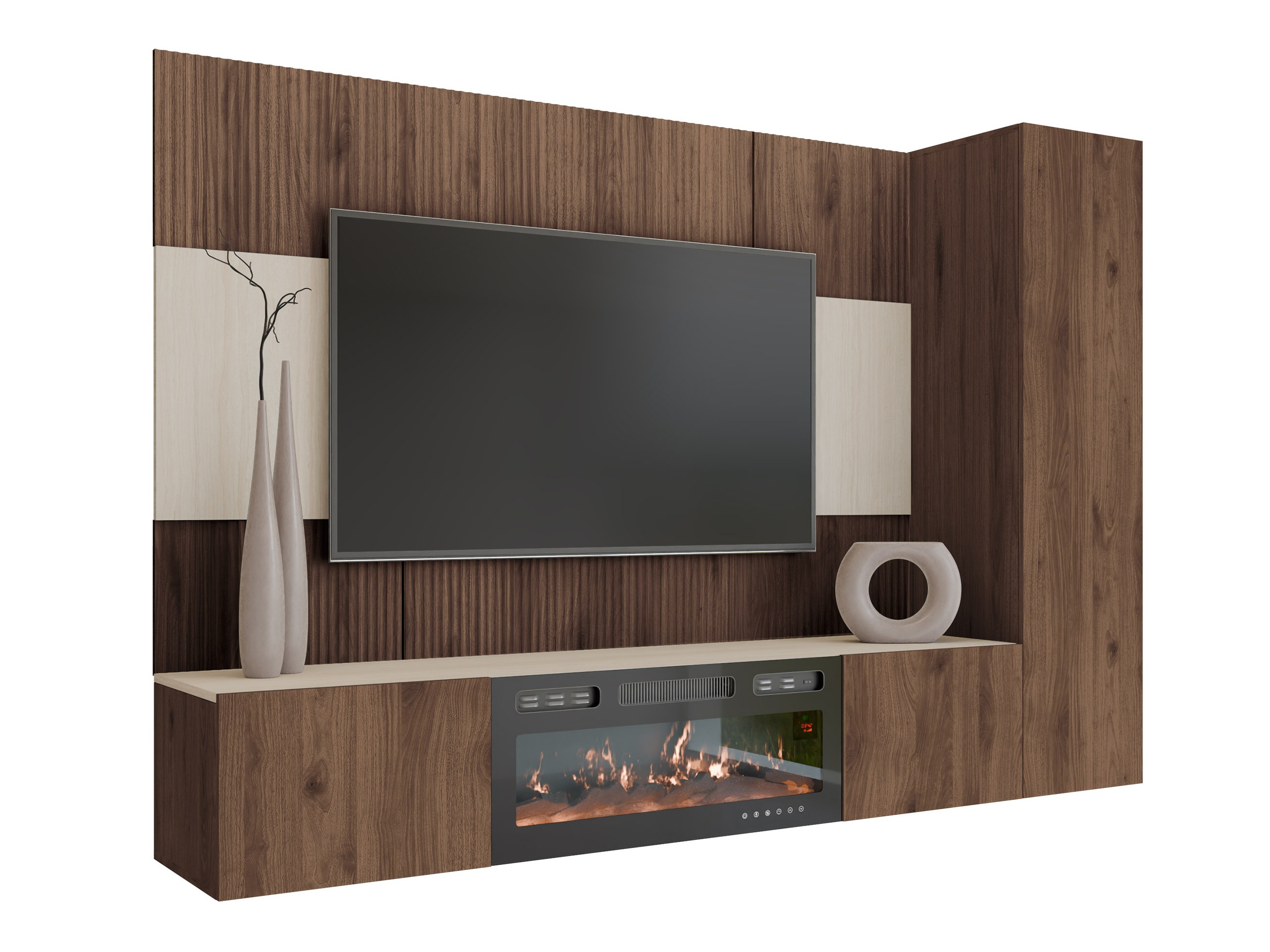 Wohnzimmer-Sets Comfivo Salix IX (Walnussholzoptik + Hell Travertine)