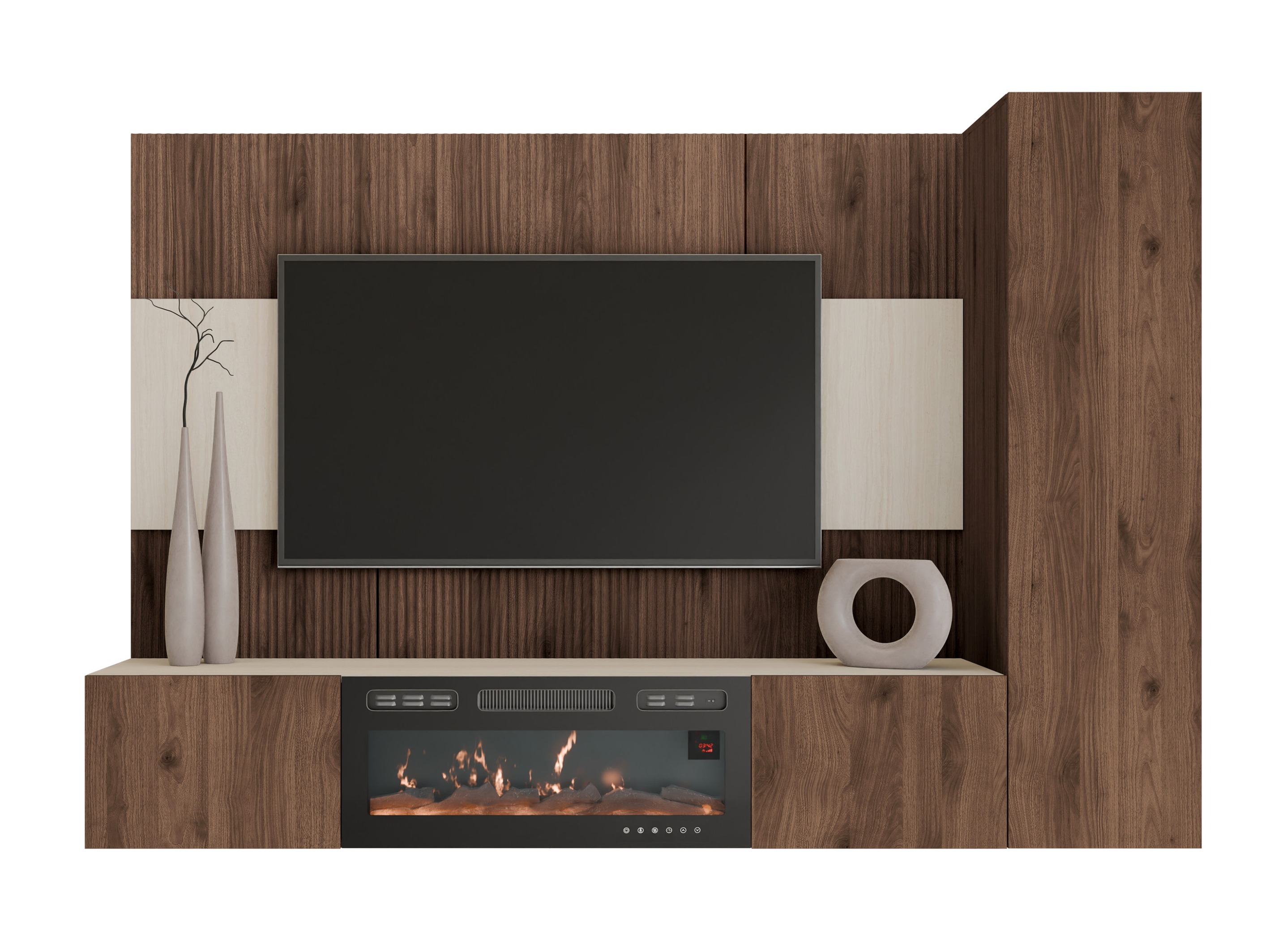 Wohnzimmer-Sets Comfivo Salix IX (Walnussholzoptik + Hell Travertine)