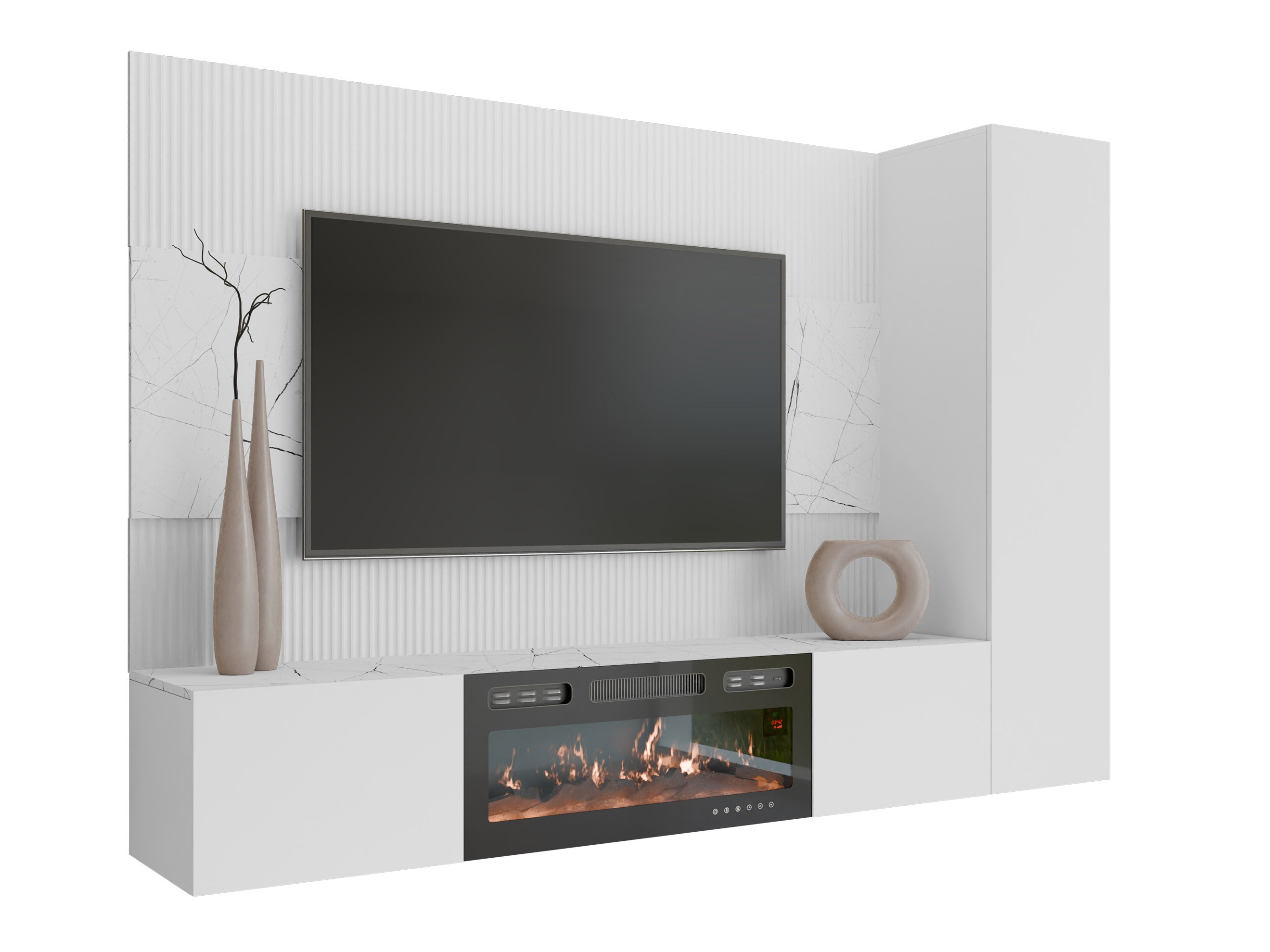 Wohnzimmer-Sets Comfivo Salix IX (Weiss + Weisser Marmor)