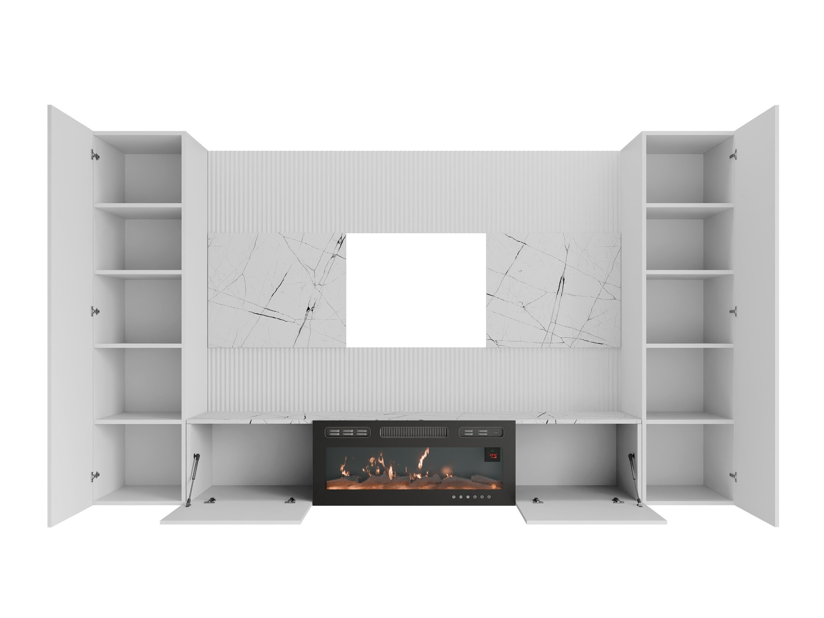 Wohnzimmer-Sets Comfivo Salix VIII (Schwarz + Schwarzer Marmor)