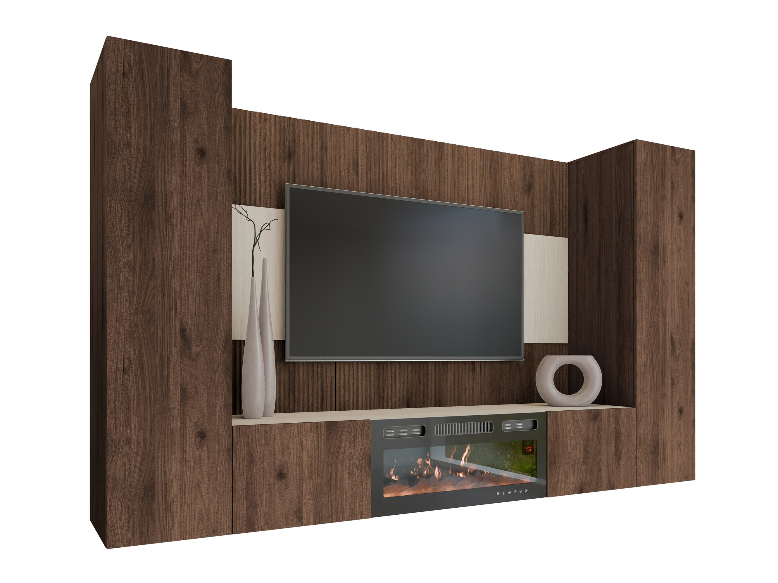 Wohnzimmer-Sets Comfivo Salix VIII (Walnussholzoptik + Hell Travertine)