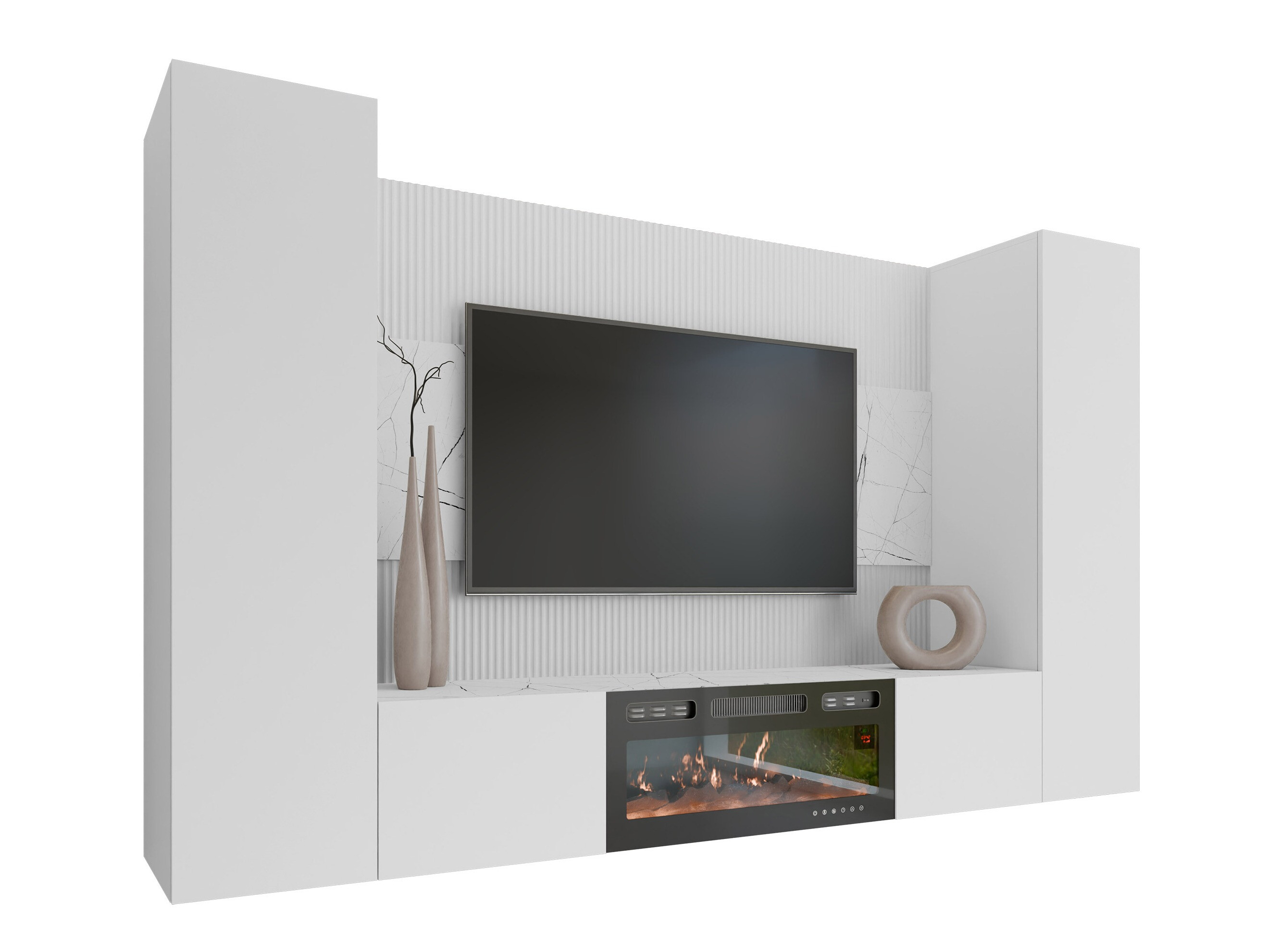 Wohnzimmer-Sets Comfivo Salix VIII (Weiss + Weisser Marmor)