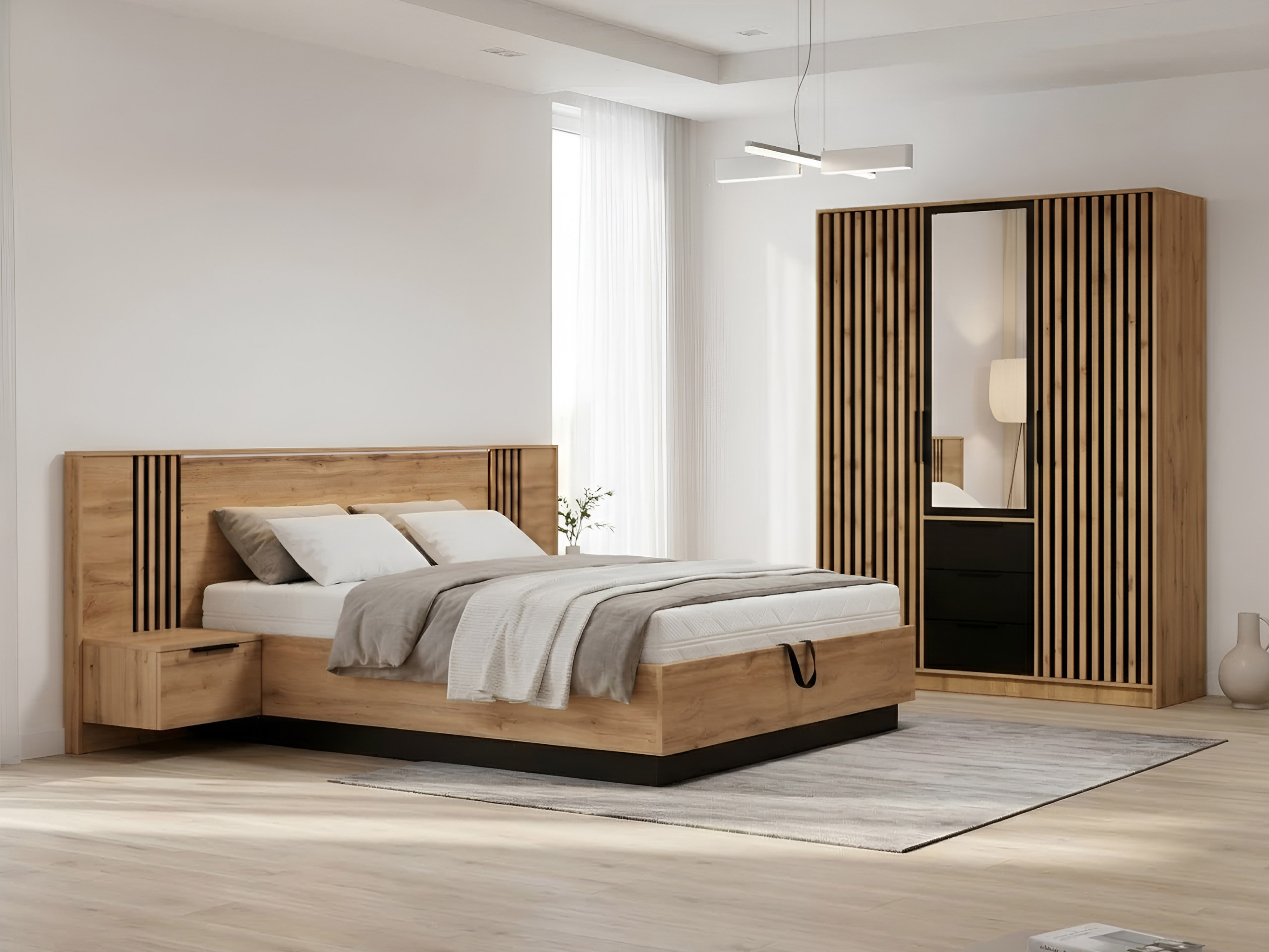 Bett Enolevo 115 (Wotan Eiche + Schwarz)