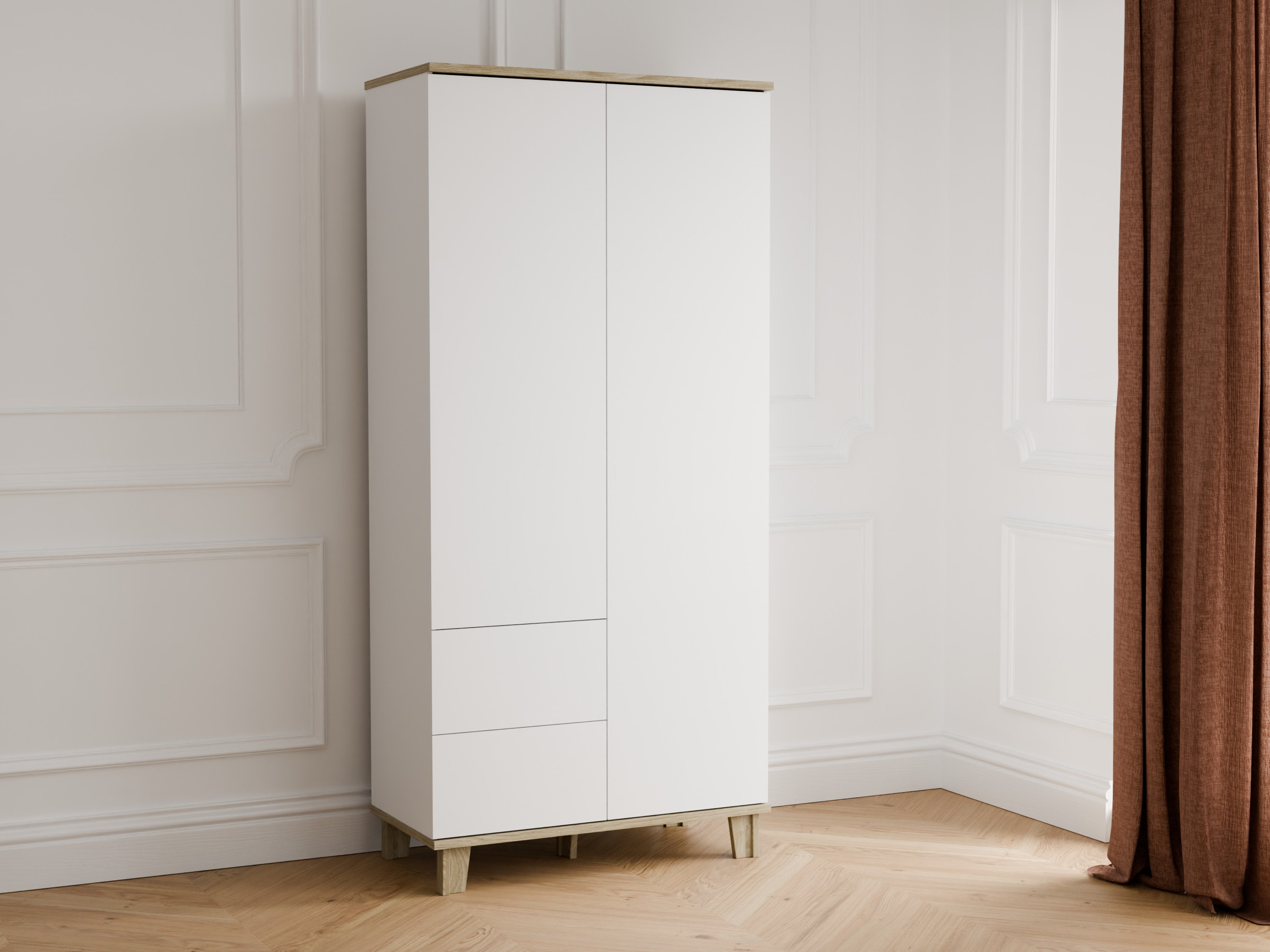 Kleiderschrank Evarveru 100 (Matt weiss)