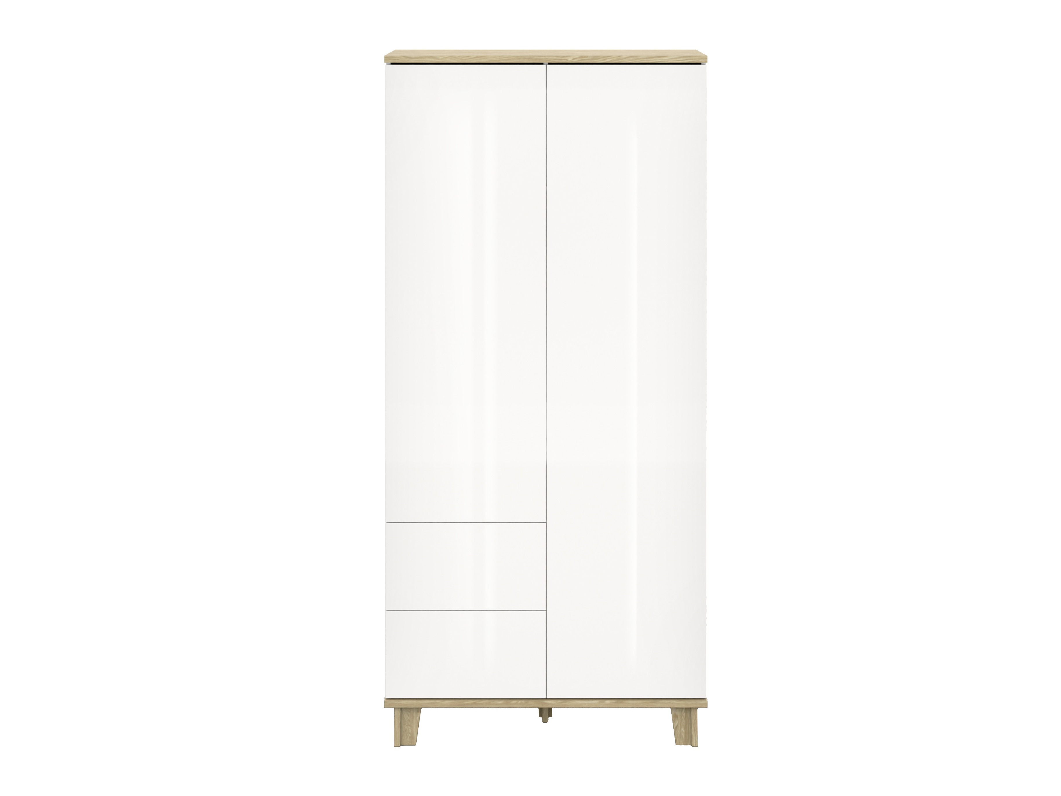 Kleiderschrank Evarveru 100 (Weiss glänzend)