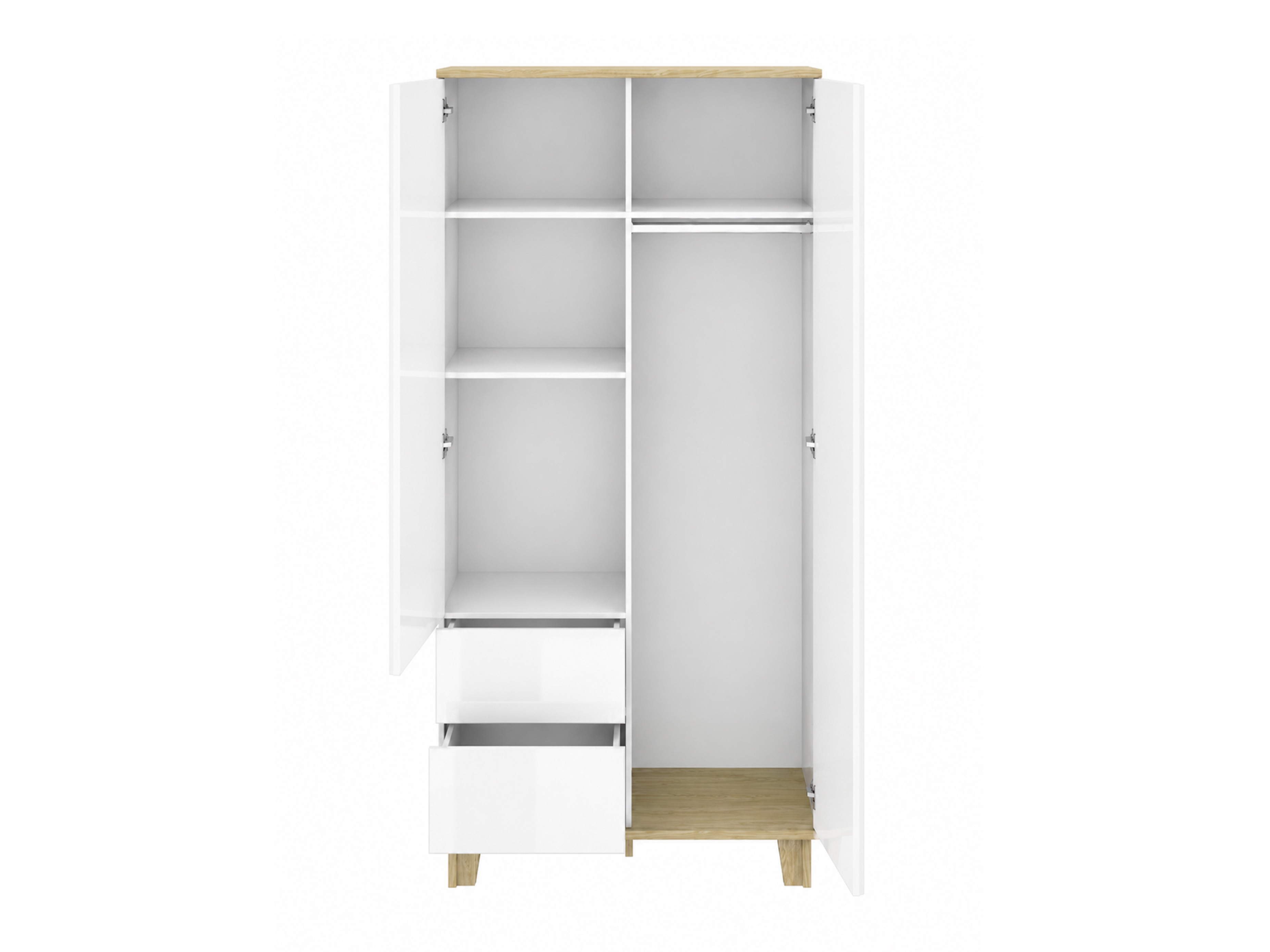 Kleiderschrank Evarveru 100 (Weiss glänzend)