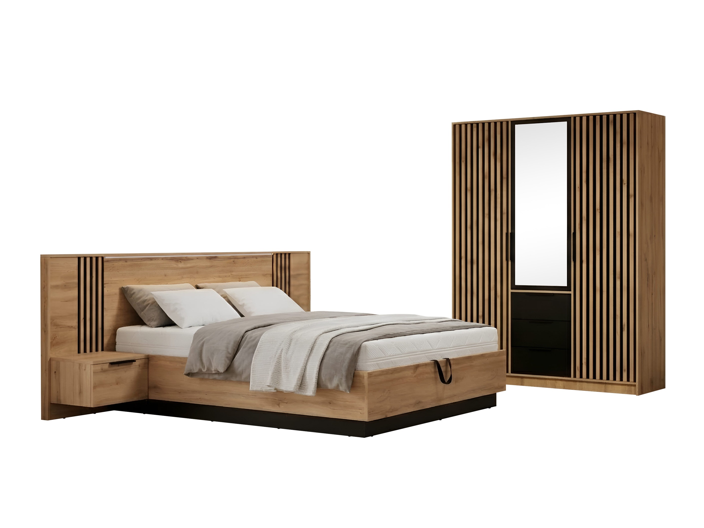 Schlafzimmer-Set Enolevo 118 (Wotan Eiche + Schwarz)