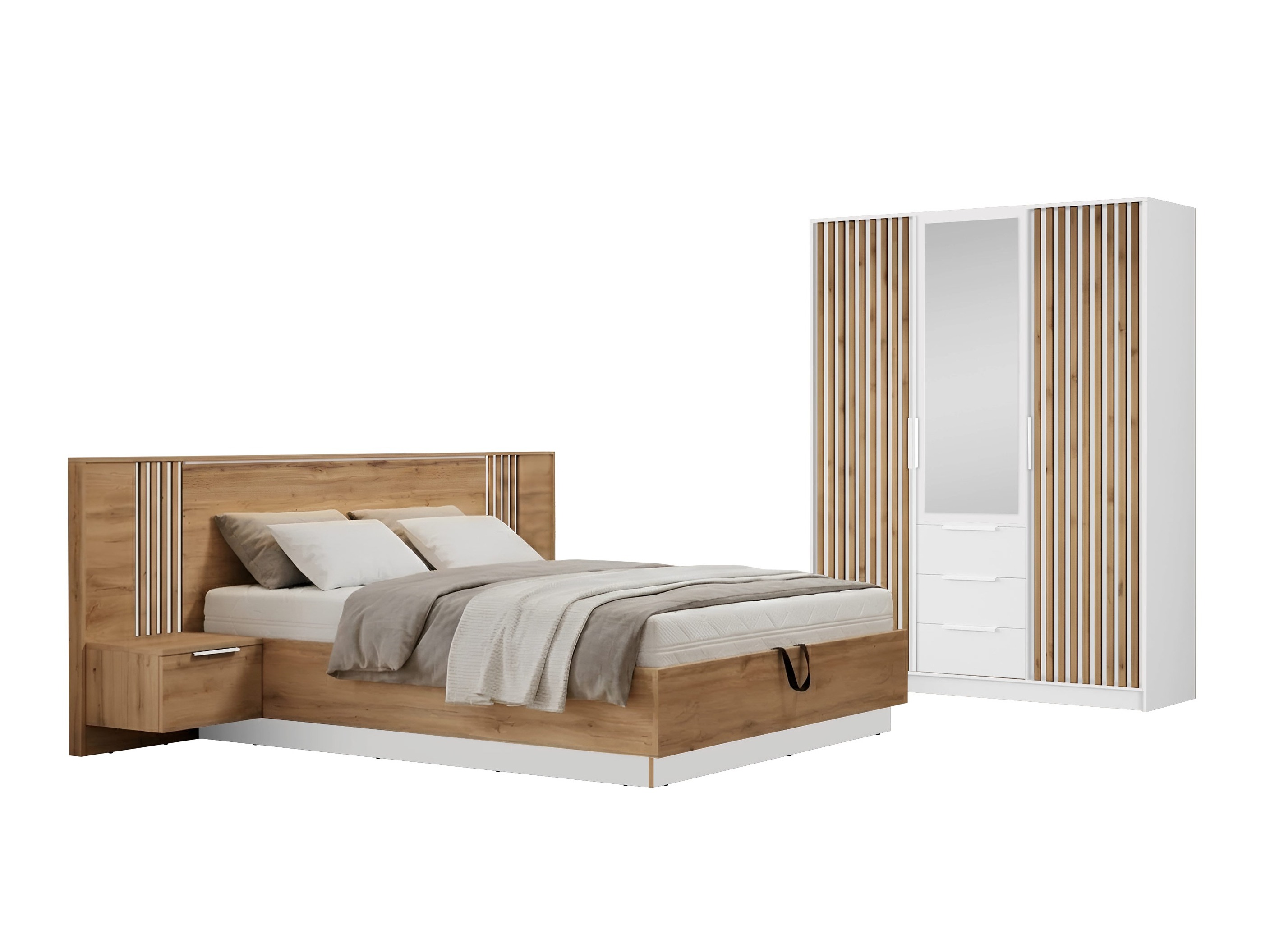 Schlafzimmer-Set Enolevo 118 (Wotan Eiche + Weiss)