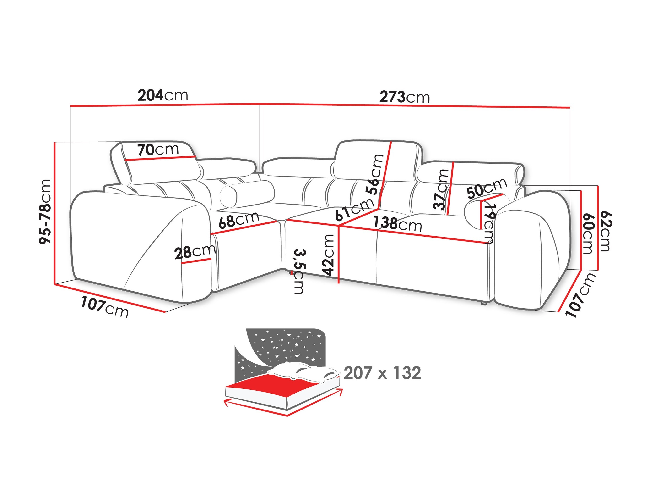Ecksofa Sarasota 205 (Velo 635)