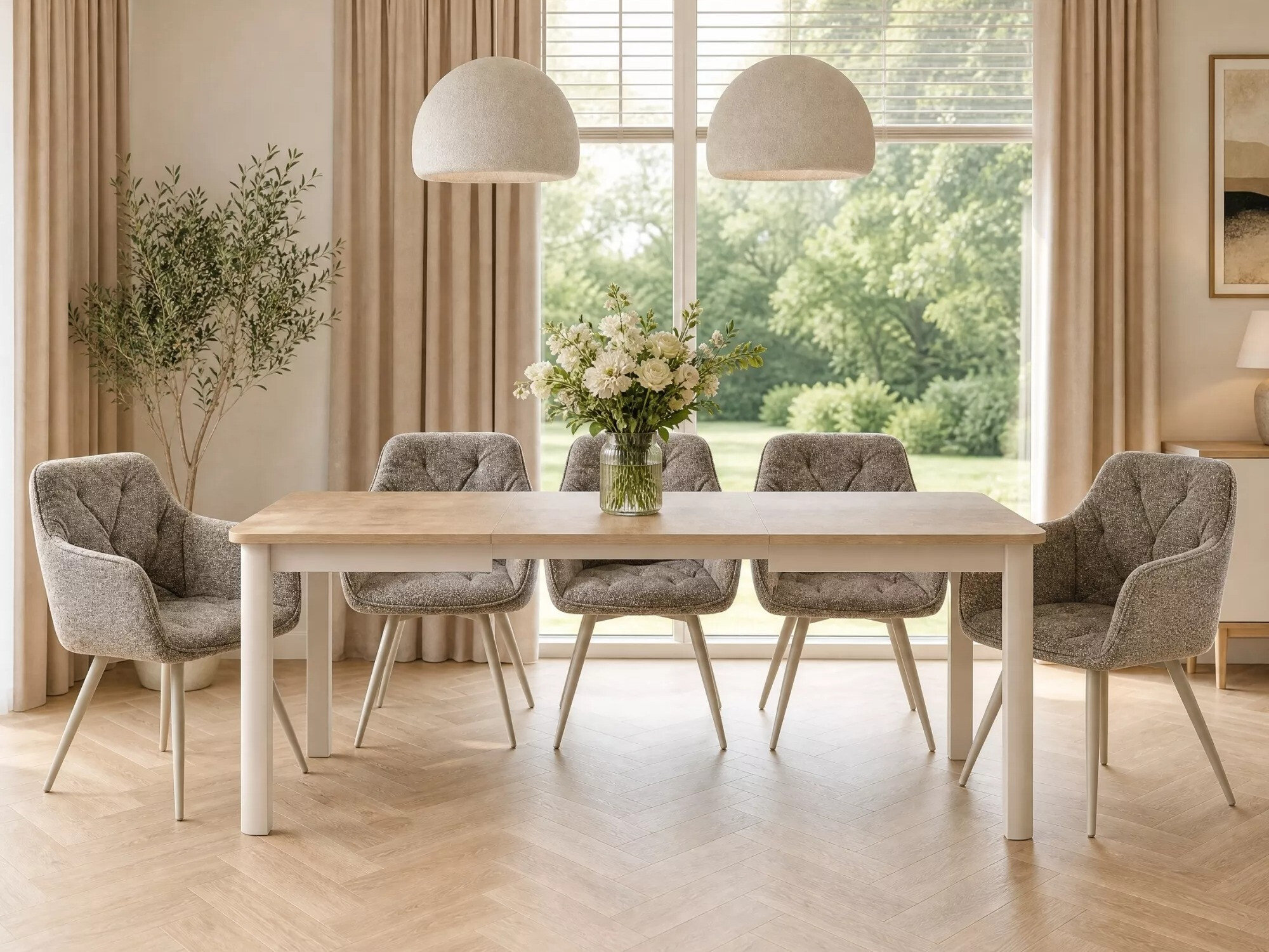 Tisch Detroit 1007 (Kaschmir + Cremona-Eiche)