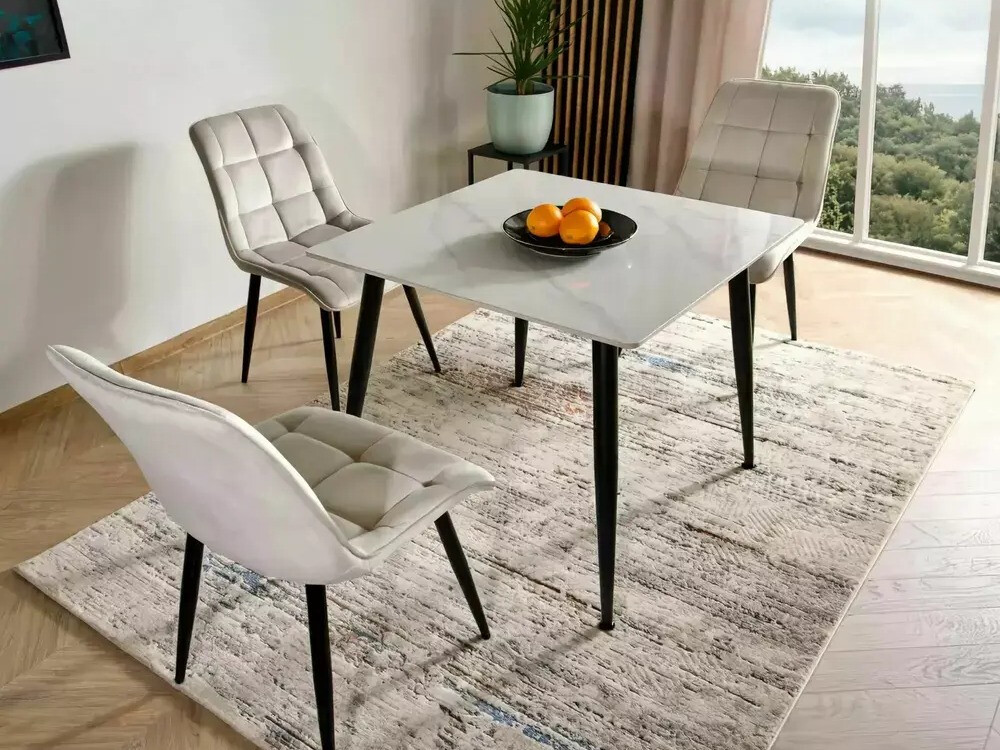 Tisch Detroit 876 (Weisser Marmor + Schwarz)