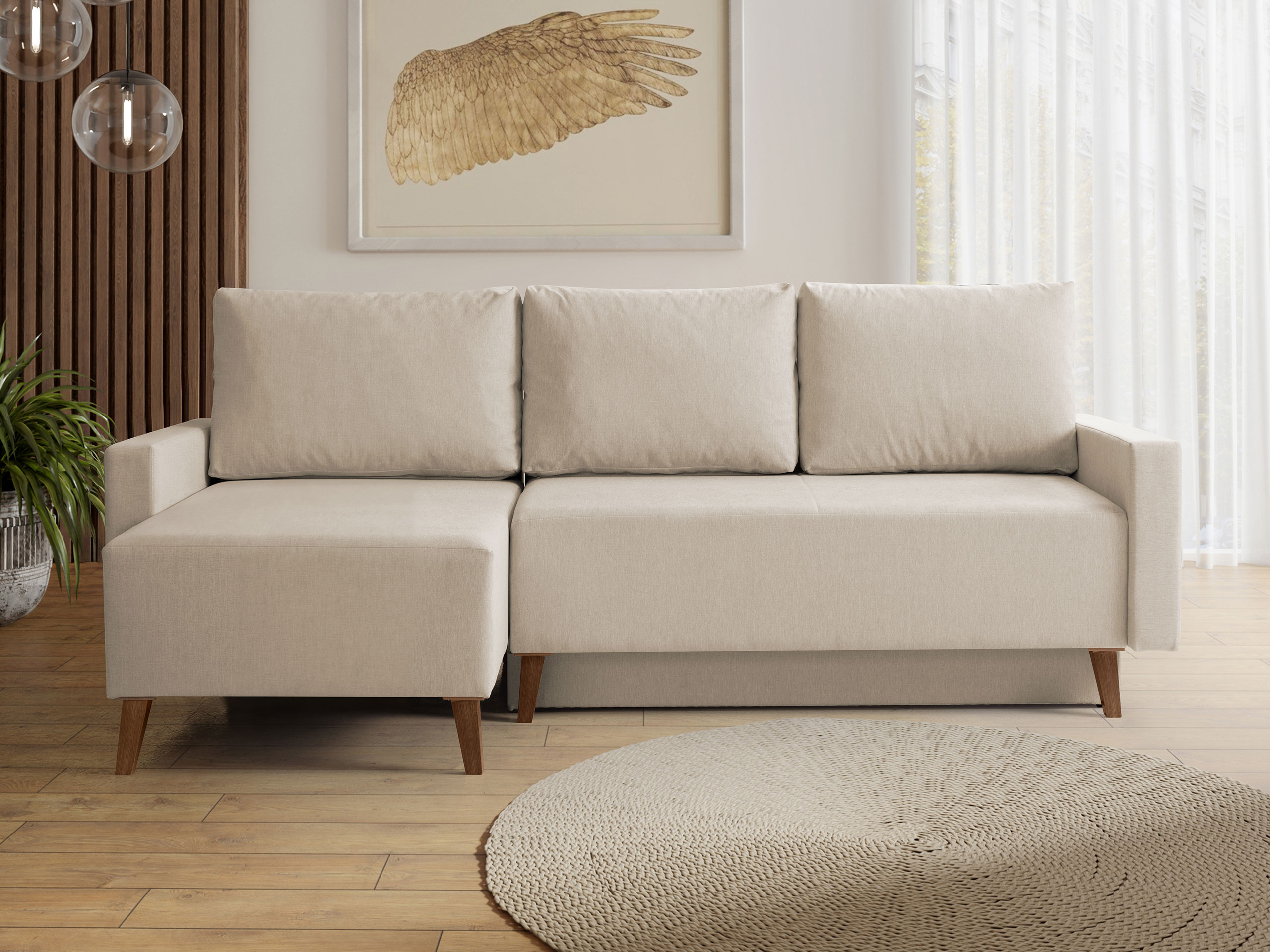 Ecksofa Delbene 130 (Verita 03 + Eichenholzoptik San Remo dunkel)