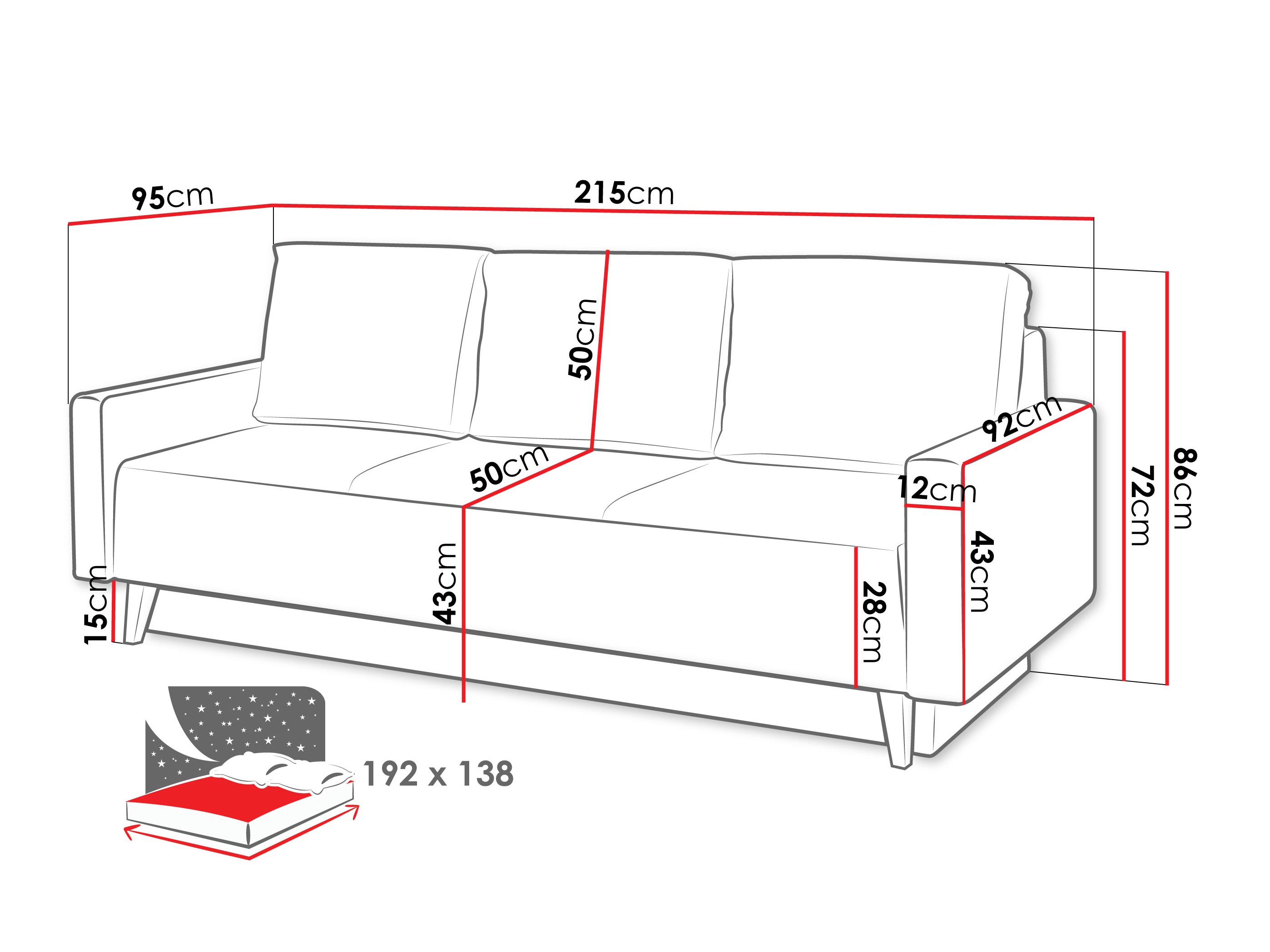 Schlafsofa Delbene 129 (Verita 03 + Eichenholzoptik San Remo dunkel)