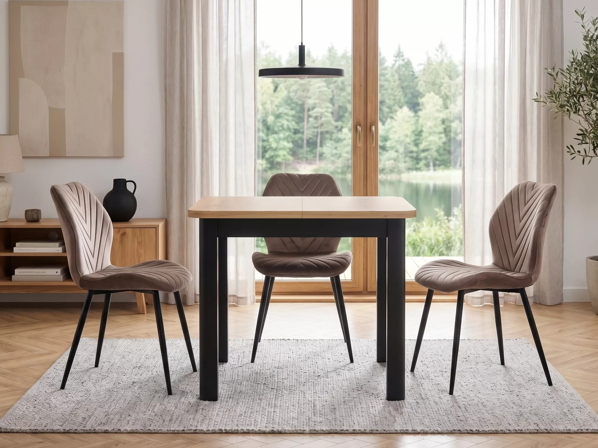 Tisch Detroit 1008 (Schwarz + Artisan Eichenholzoptik)