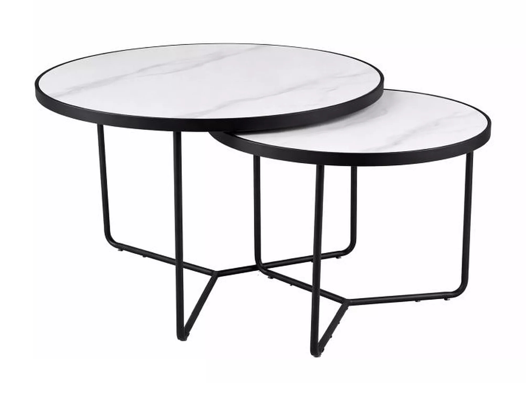 Couchtischset Detroit 252 (Weisser Marmor + Schwarz)