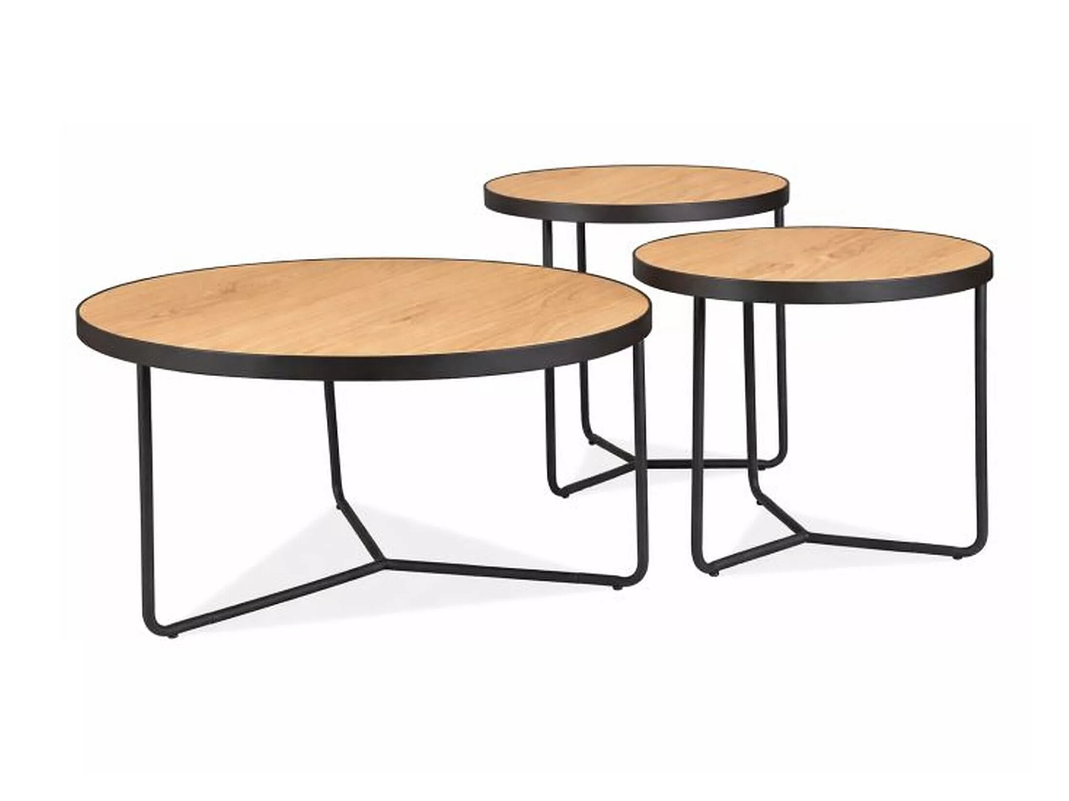 Couchtischset Detroit 570 (Eichenholzoptik + Schwarz)