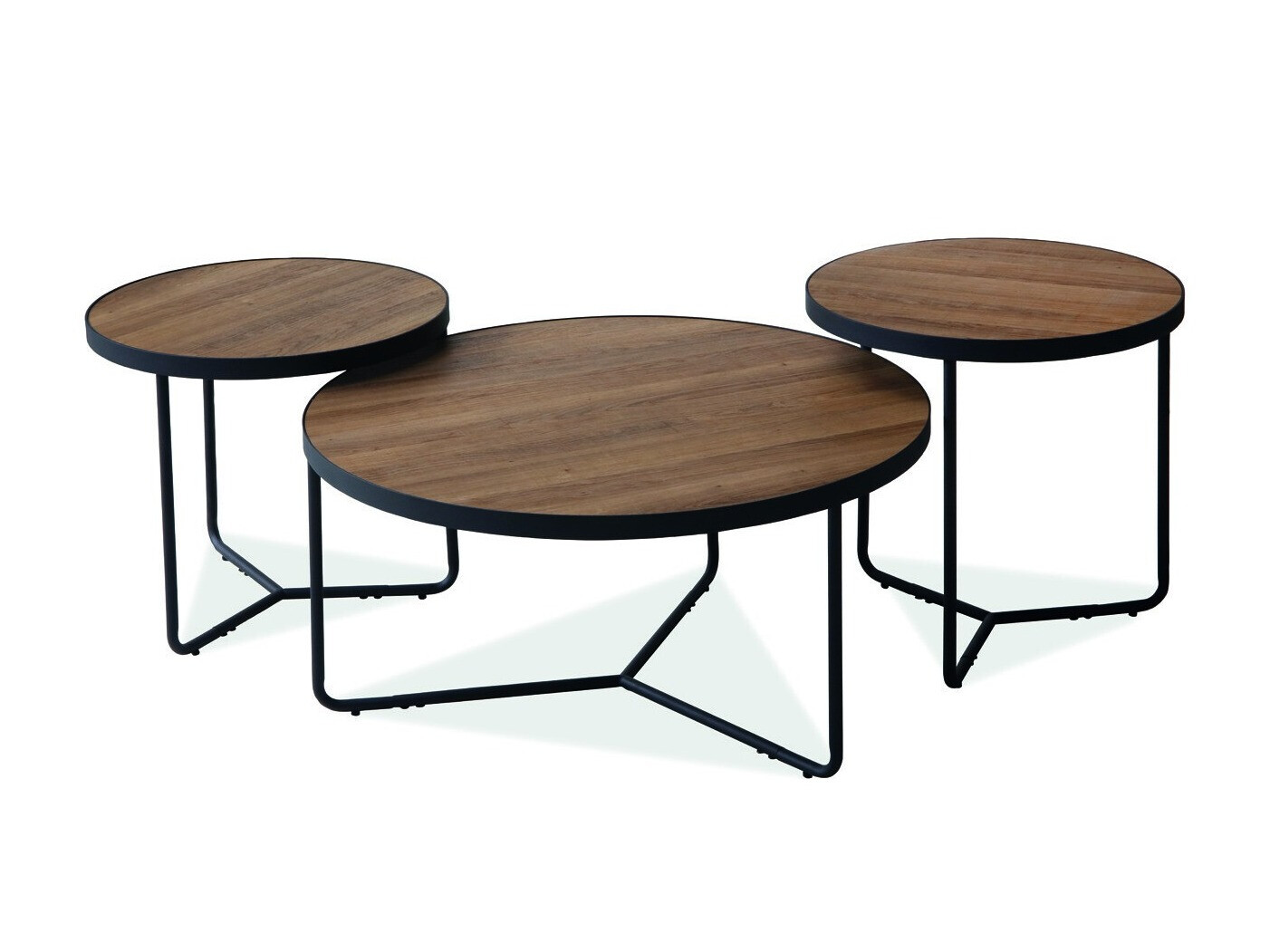 Couchtischset Detroit 570 (Walnussholzoptik + Schwarz)