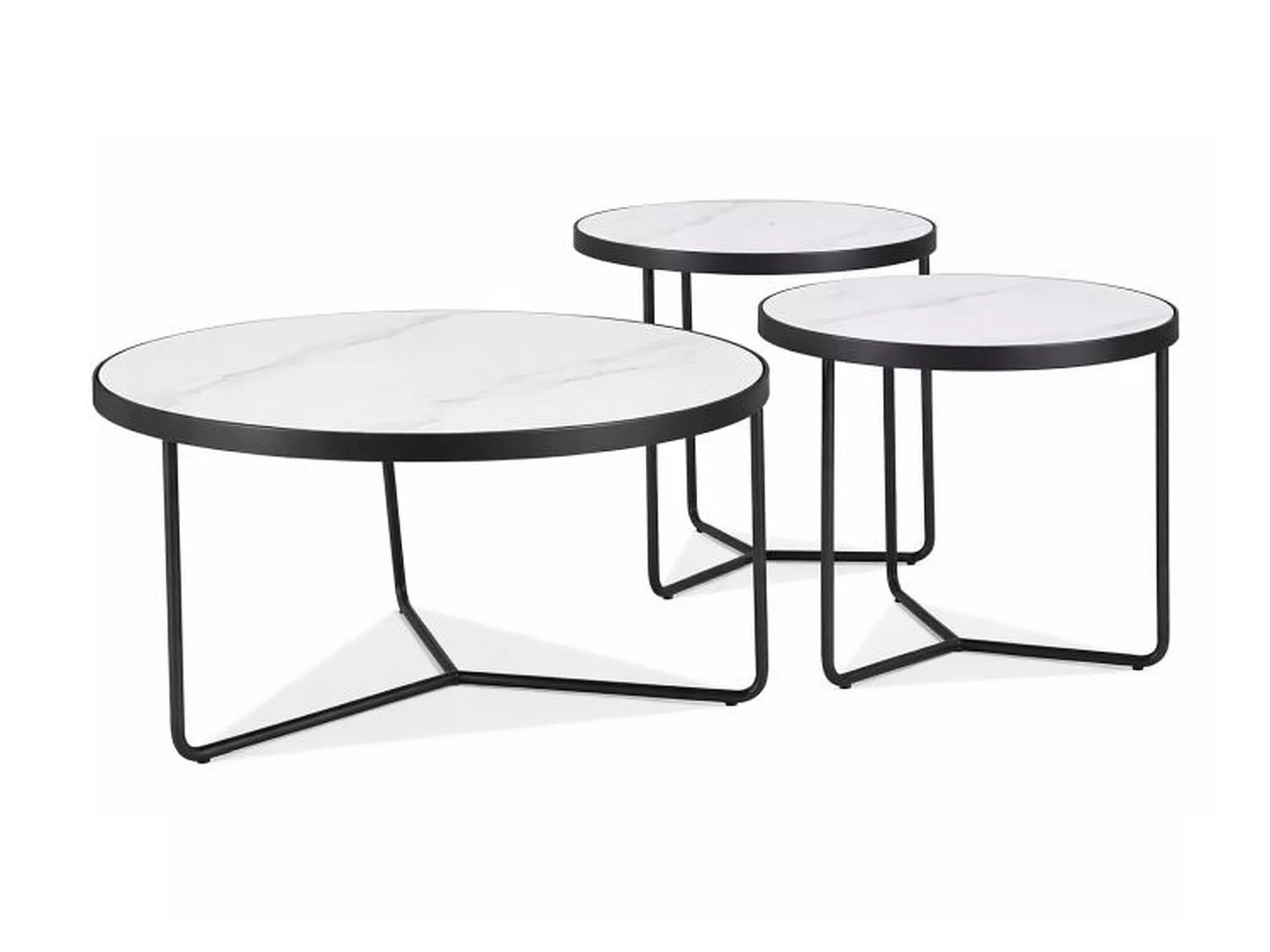 Couchtischset Detroit 570 (Weisser Marmor + Schwarz)