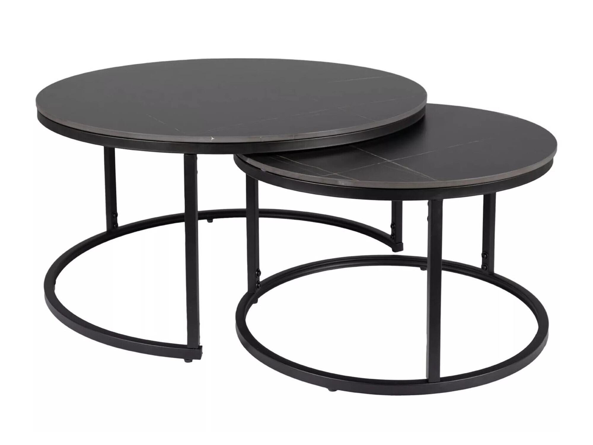 Couchtischset Detroit 607 (Schwarzer Marmor + Schwarz)