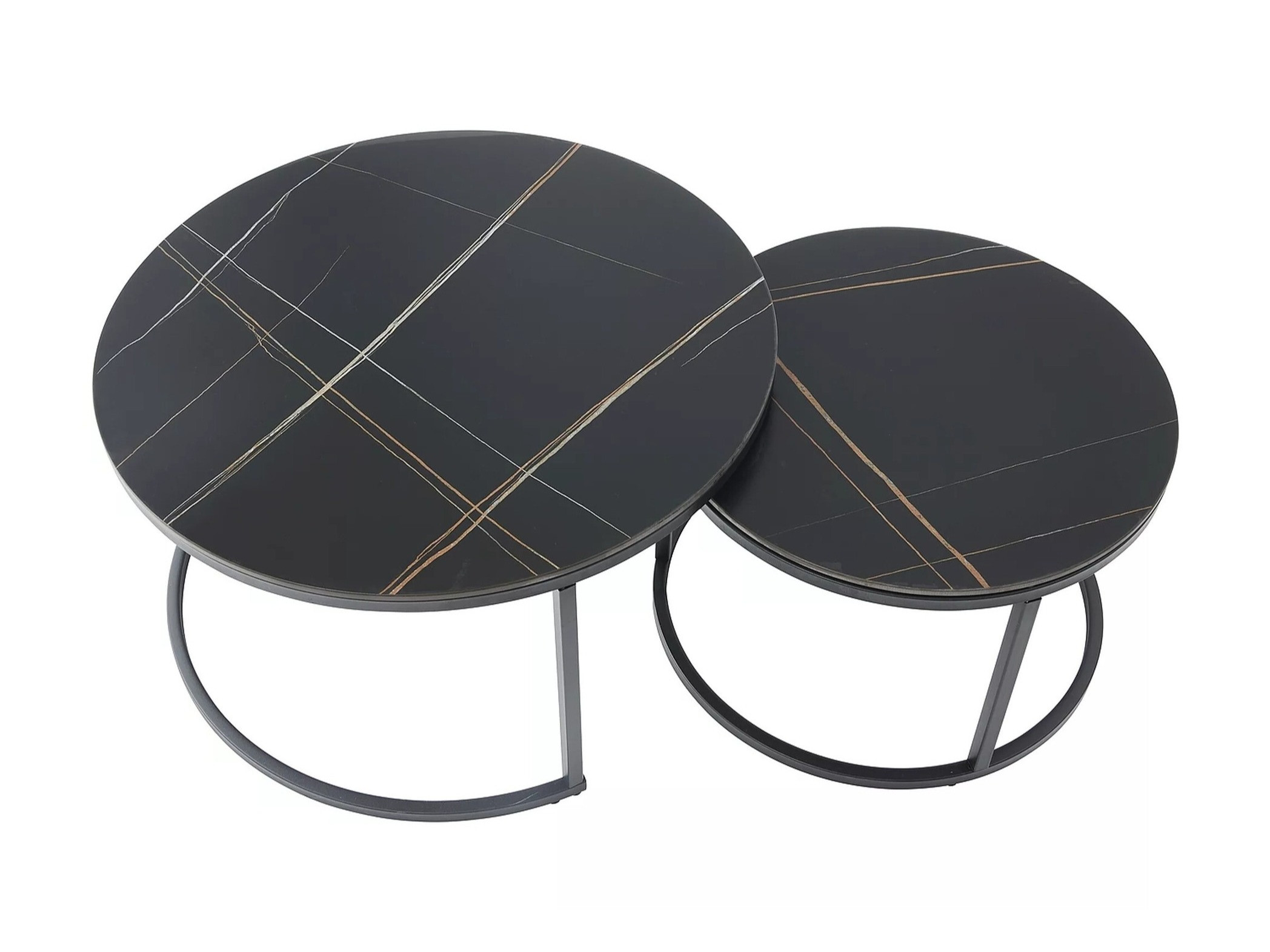 Couchtischset Detroit 607 (Schwarzer Marmor + Schwarz)