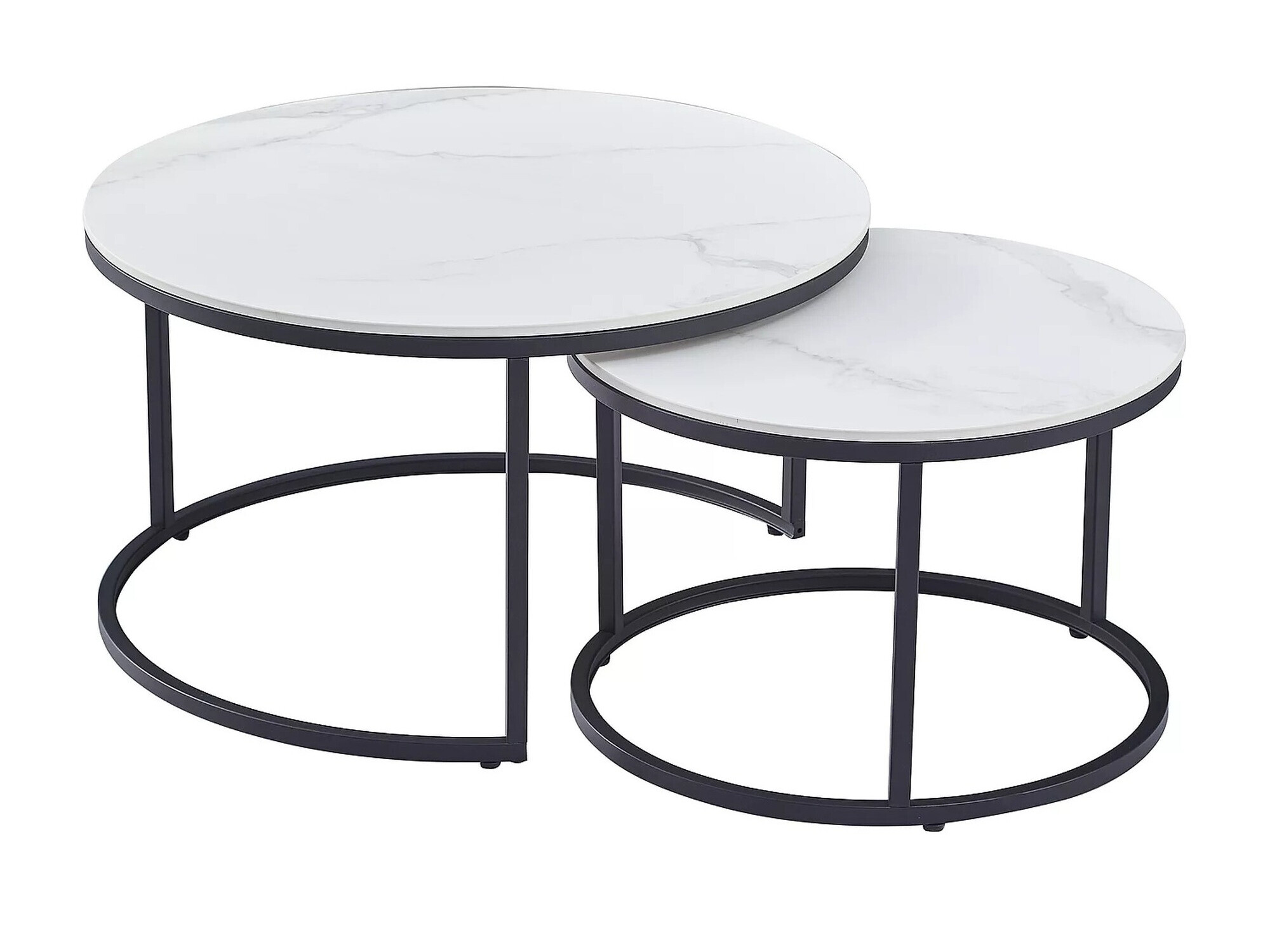 Couchtischset Detroit 607 (Weisser Marmor + Schwarz)