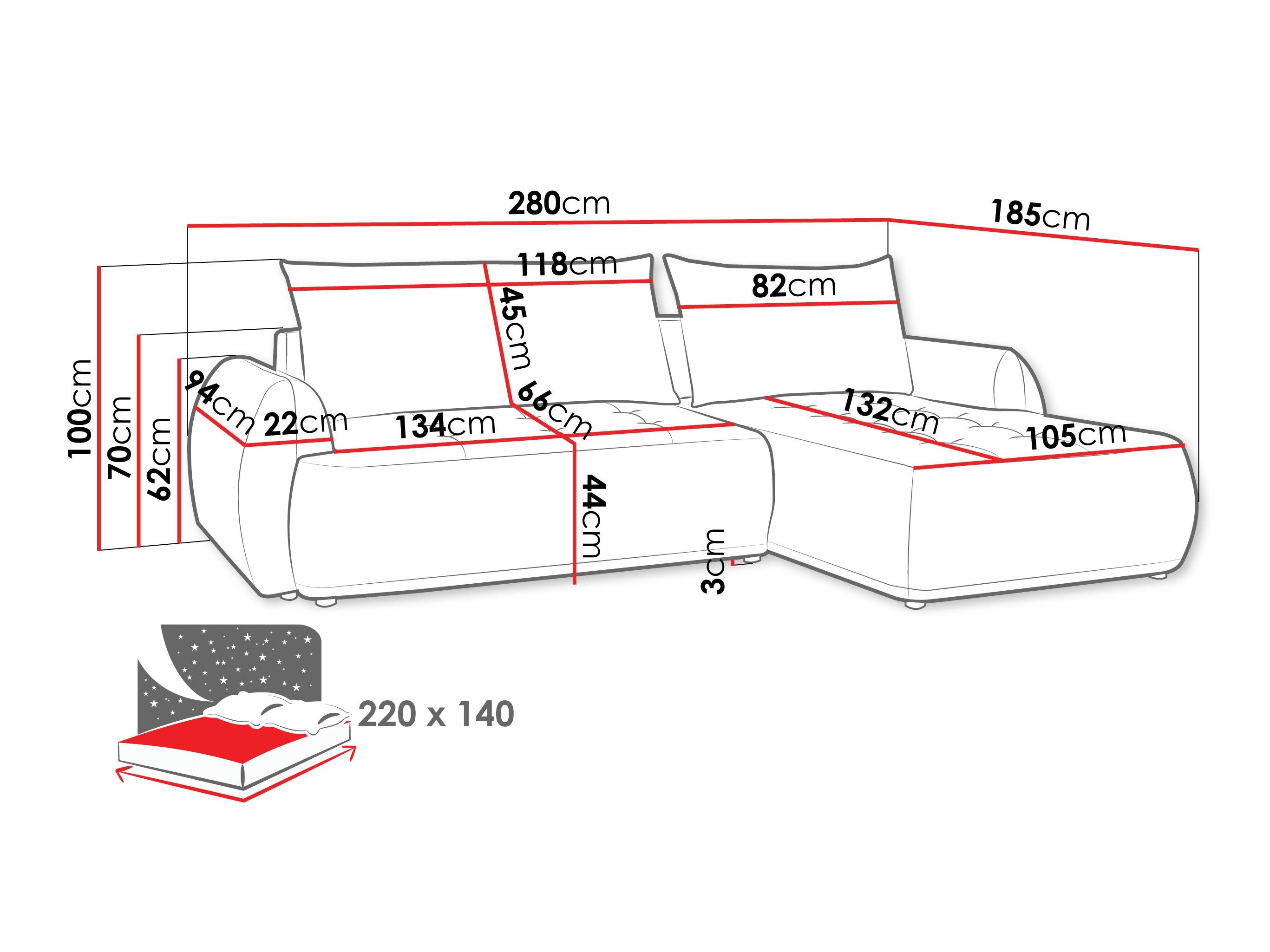 Ecksofa Sora II (Cruz 15)