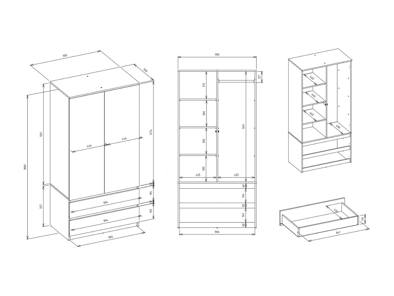 Kleiderschrank Elbvelu 135 (Weiss)