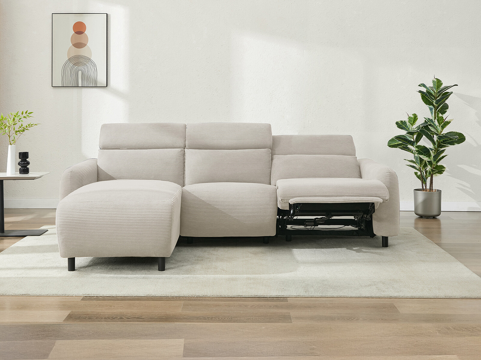 Ecksofa Liegesessel Revbena 103 (Cremefarben)