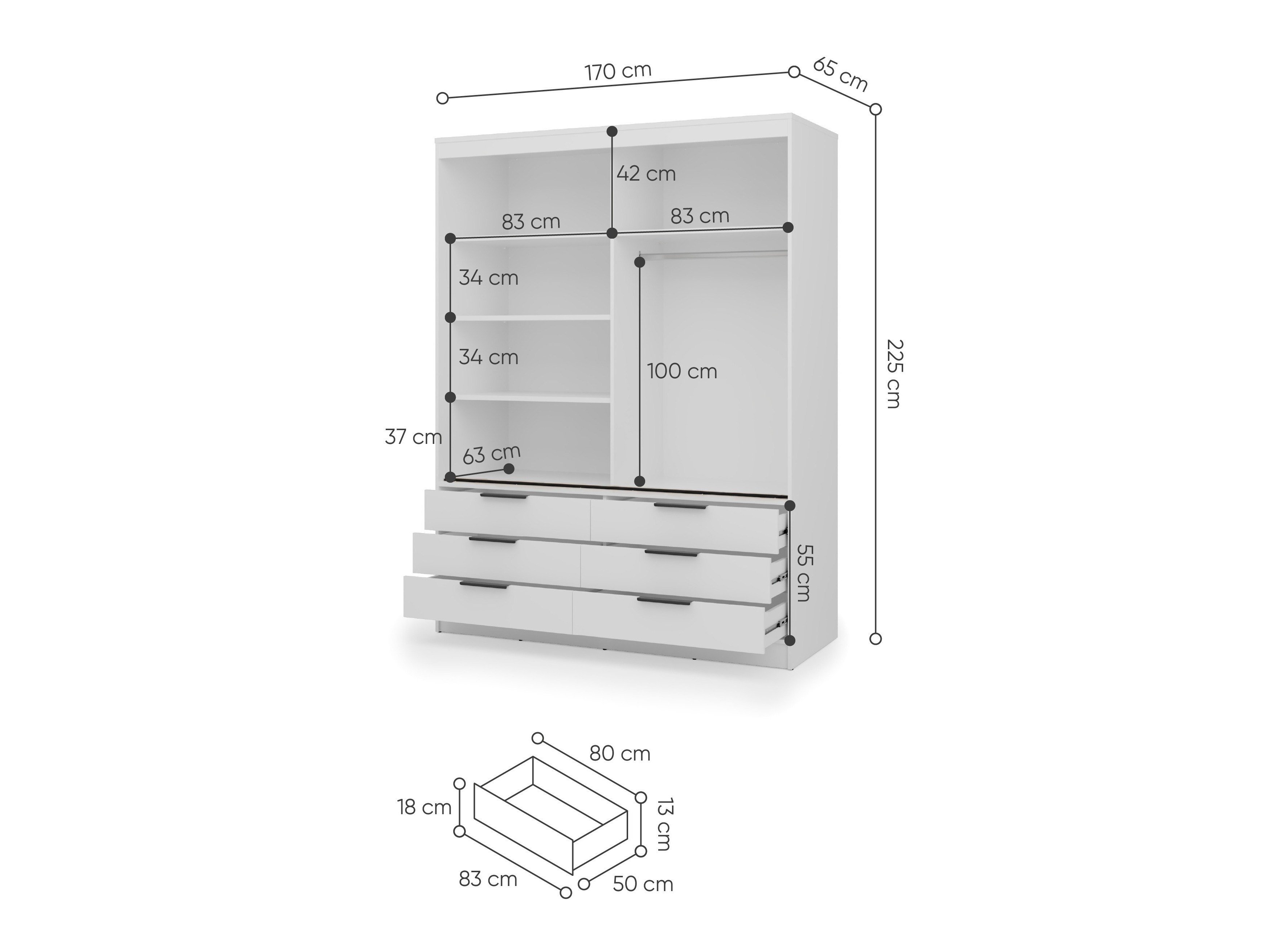 Kleiderschrank Fresno 183 (Weiss)