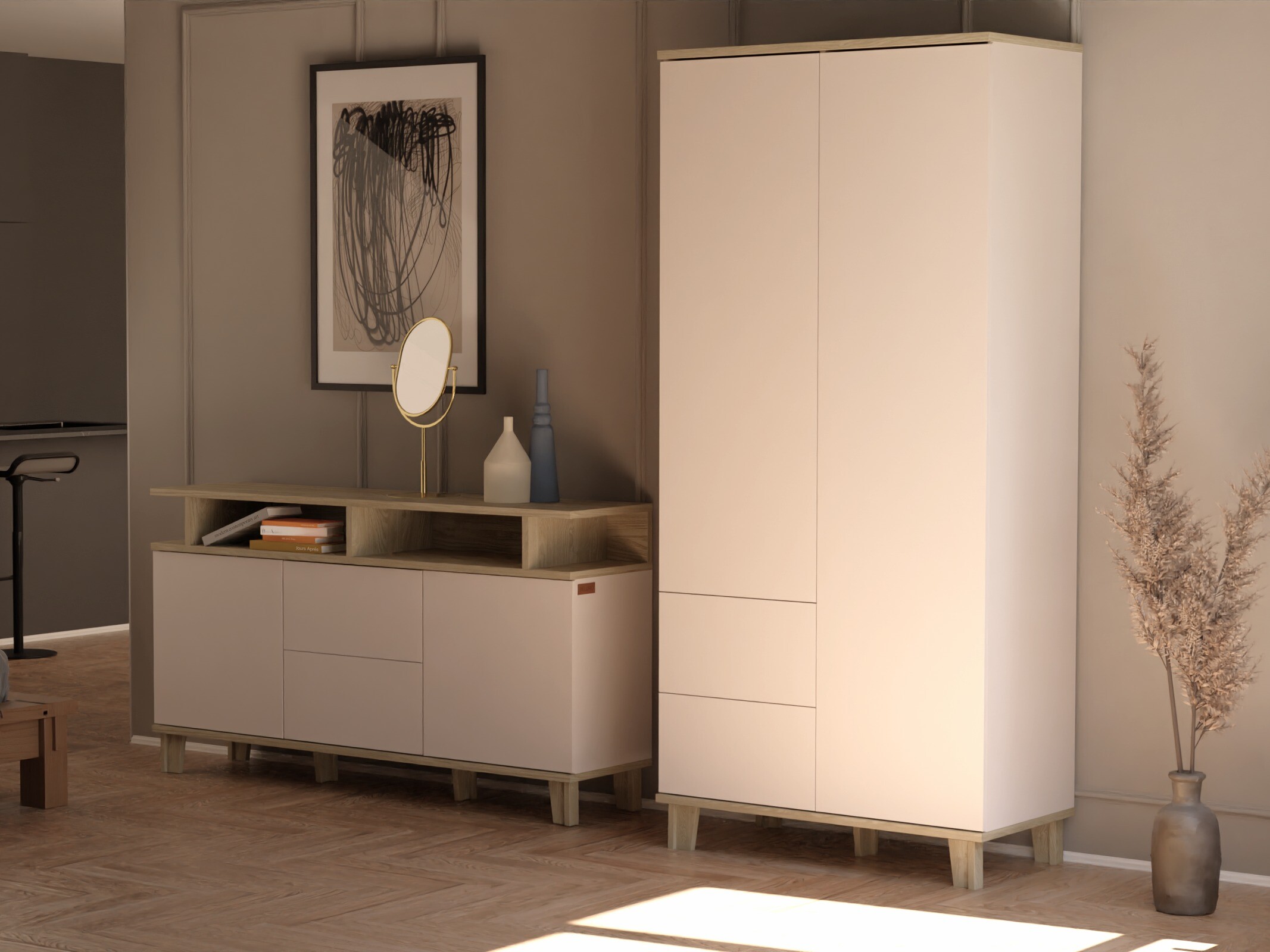 Kleiderschrank Evarveru 100 (Matt weiss)