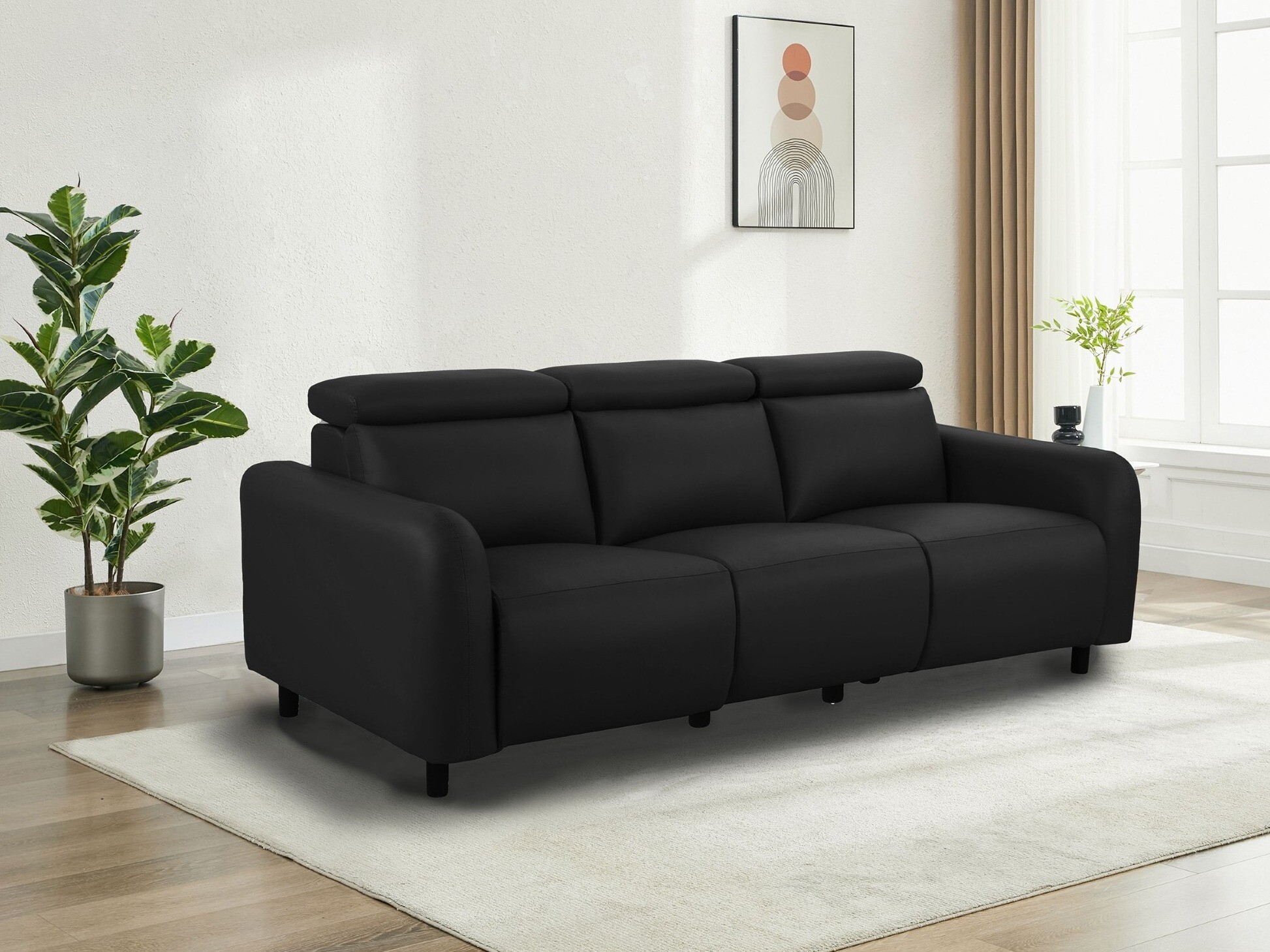 Sofa mit Liegefunktion Revbena 101 (Schwarz)