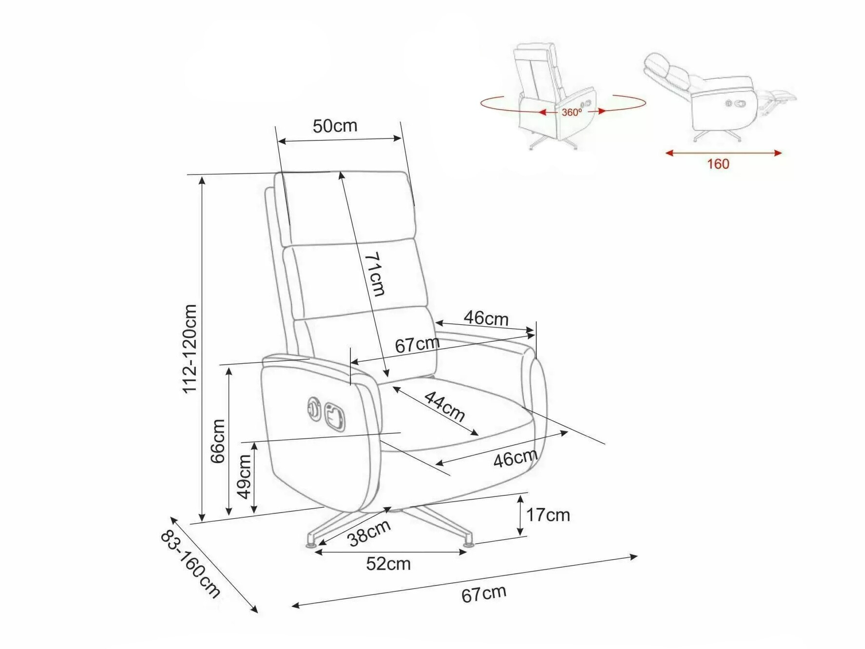 Sessel Liegesessel Detroit 1032 (Raven 45)
