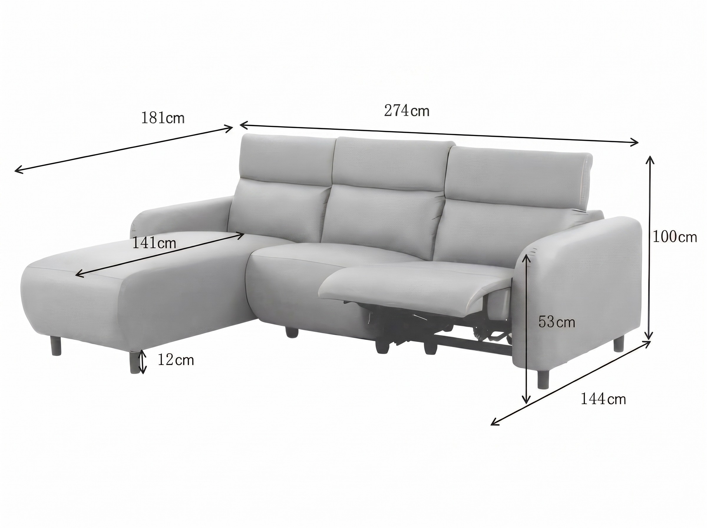 Ecksofa Liegesessel Revbena 104 (Anthrazit)
