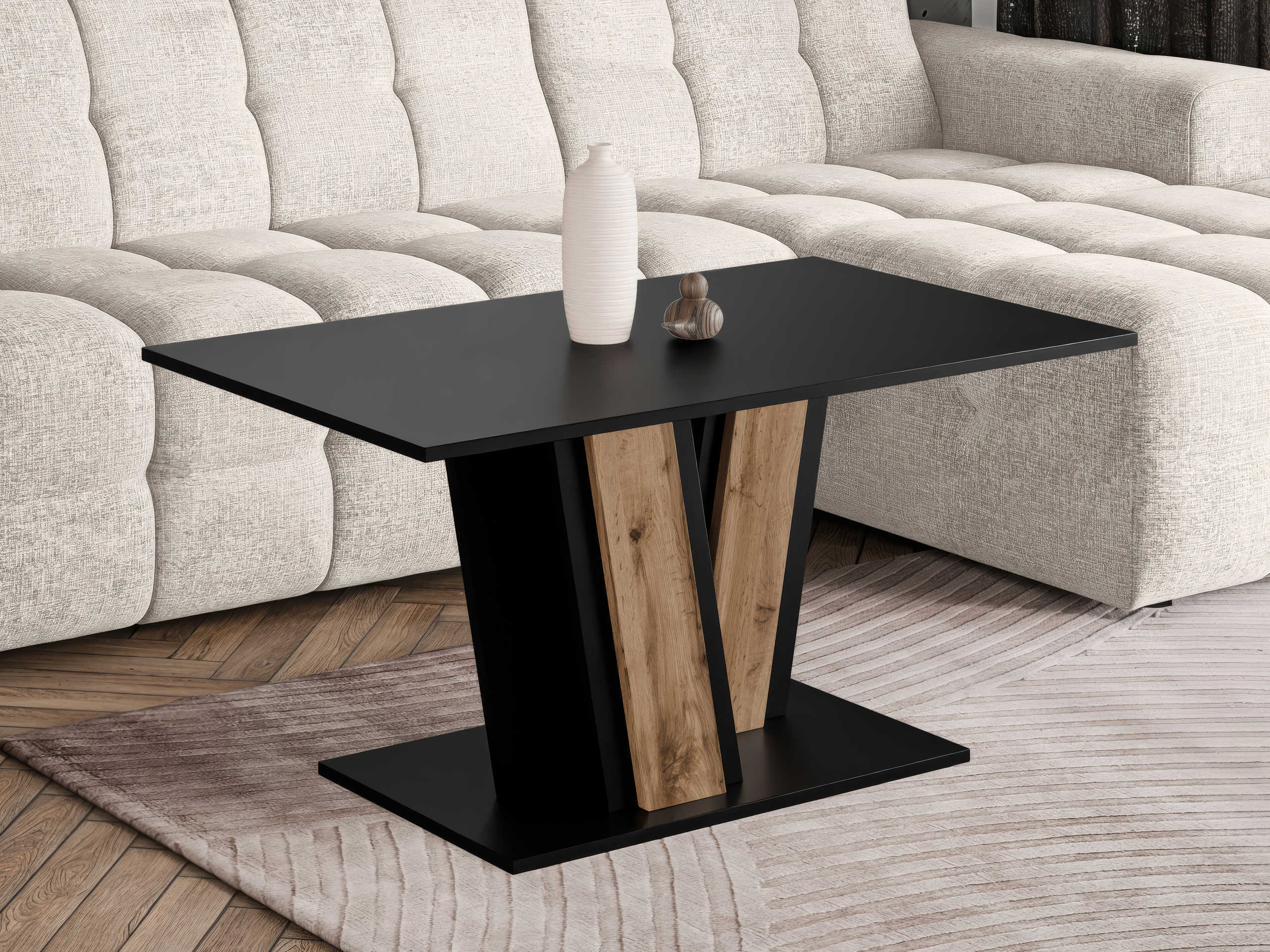Couchtisch Goodyear 138 (Schwarz + Wotan Eiche)