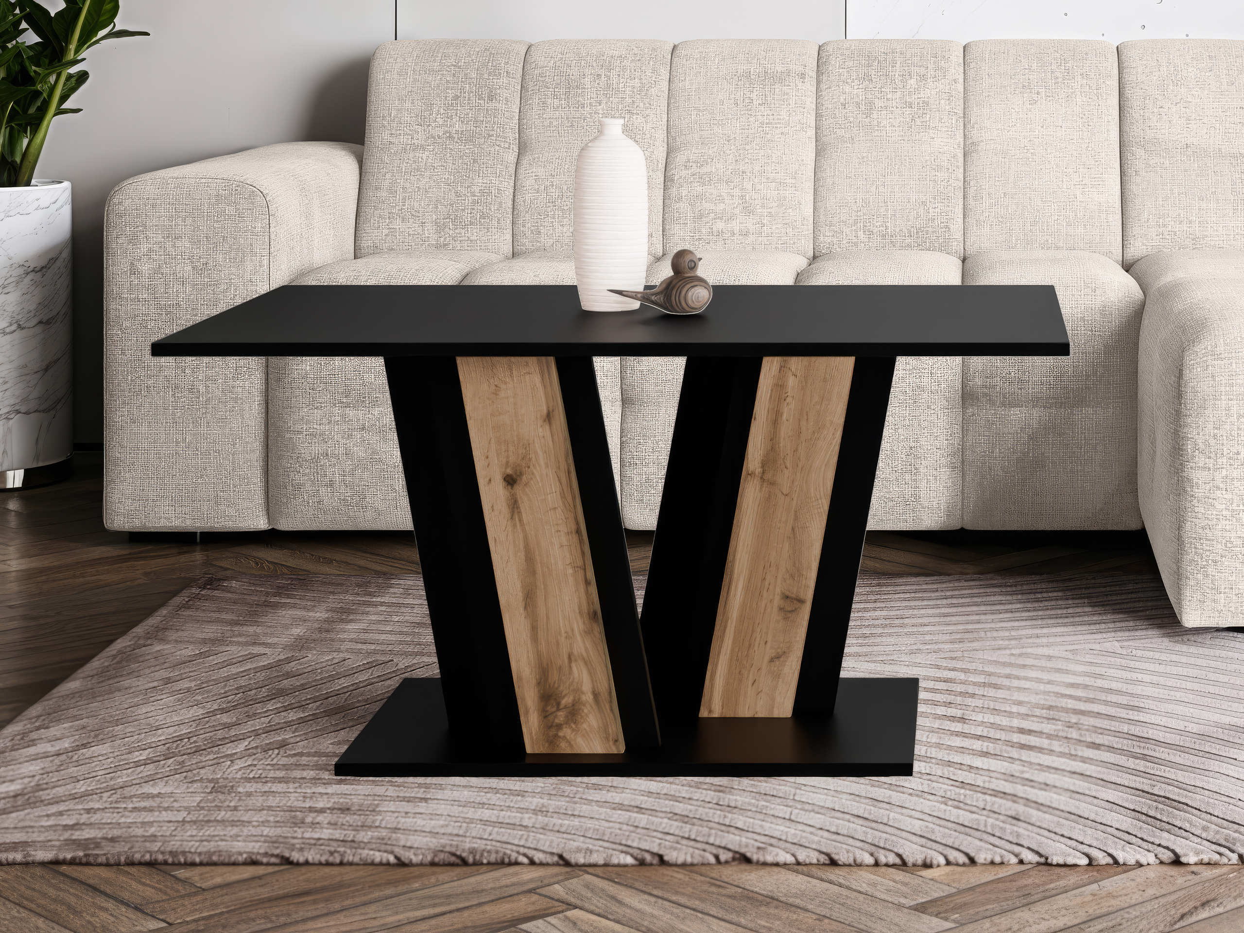 Couchtisch Goodyear 138 (Schwarz + Wotan Eiche)