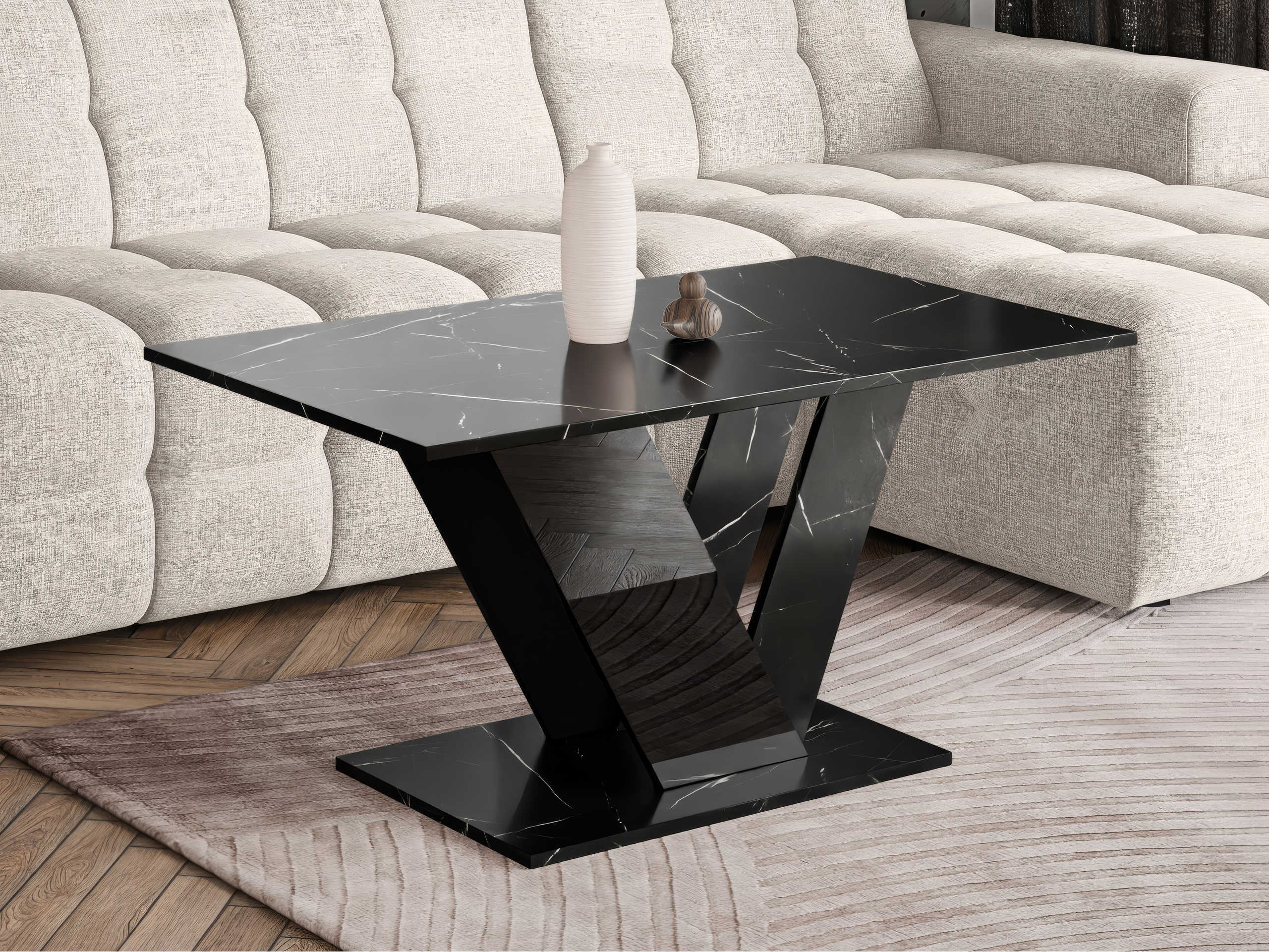 Couchtisch Goodyear 142 (Schwarzer Marmor + Schwarz)