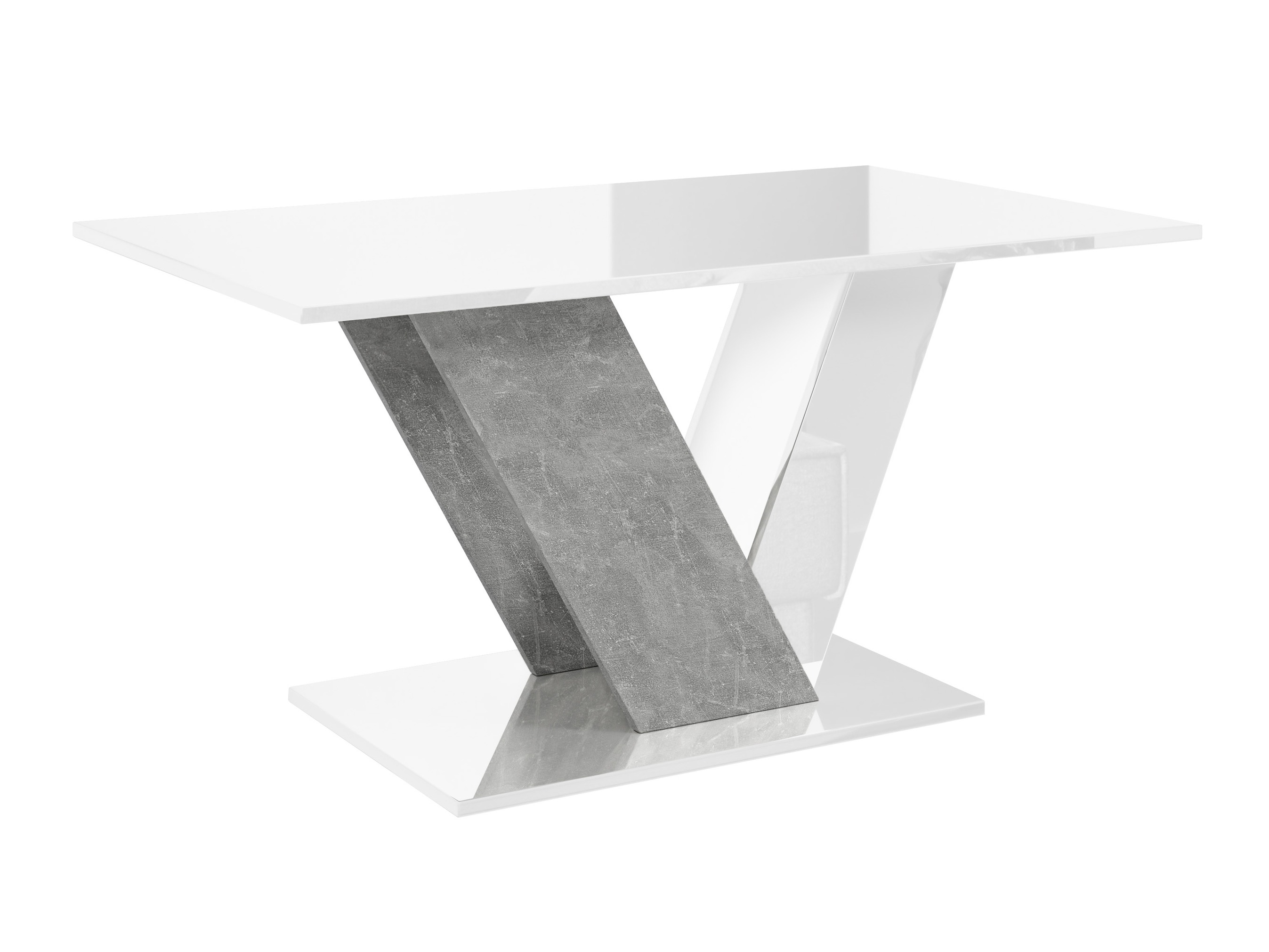 Couchtisch Goodyear 142 (Weiss glänzend + Beton)