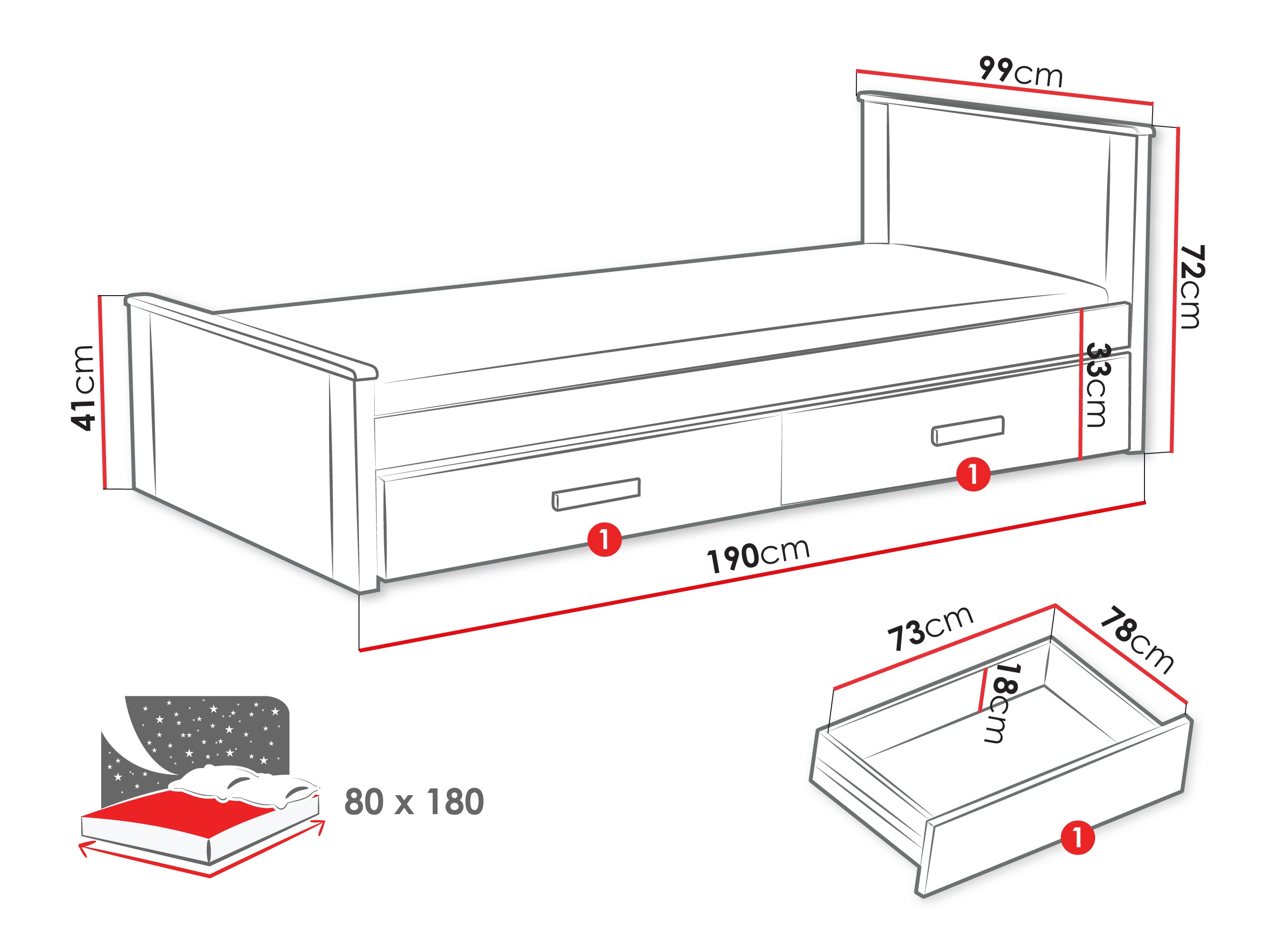 Bett Henderson 116 (Weiss + Kaschmir)