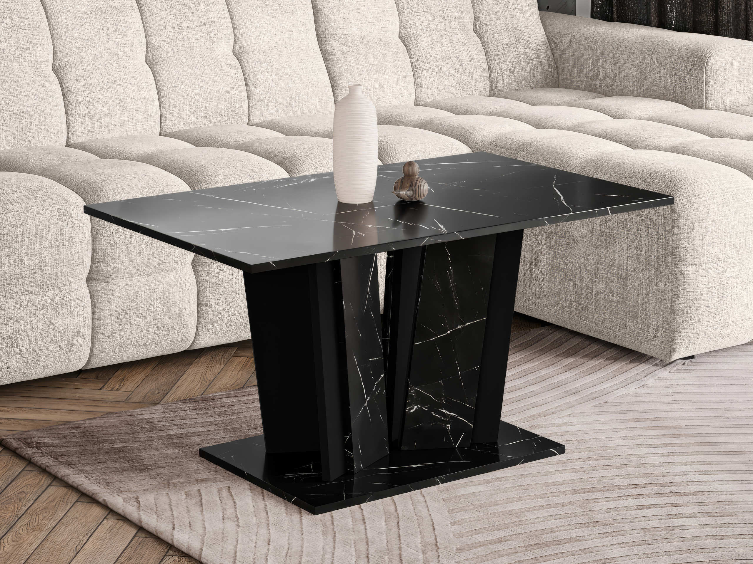 Couchtisch Goodyear 143 (Schwarzer Marmor + Schwarz)