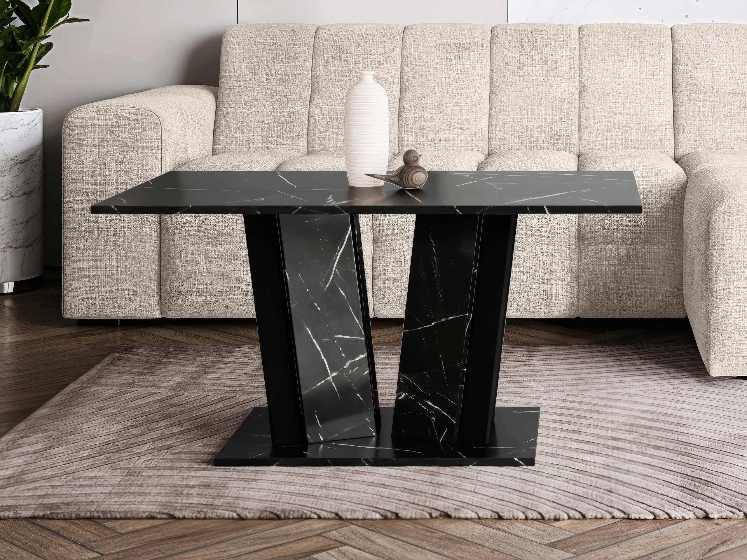Couchtisch Goodyear 143 (Schwarzer Marmor + Schwarz)