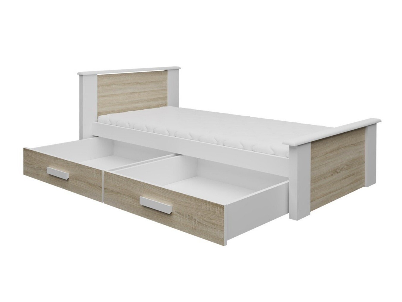 Bett Henderson 116 (Weiss + Sonoma eichenholz)