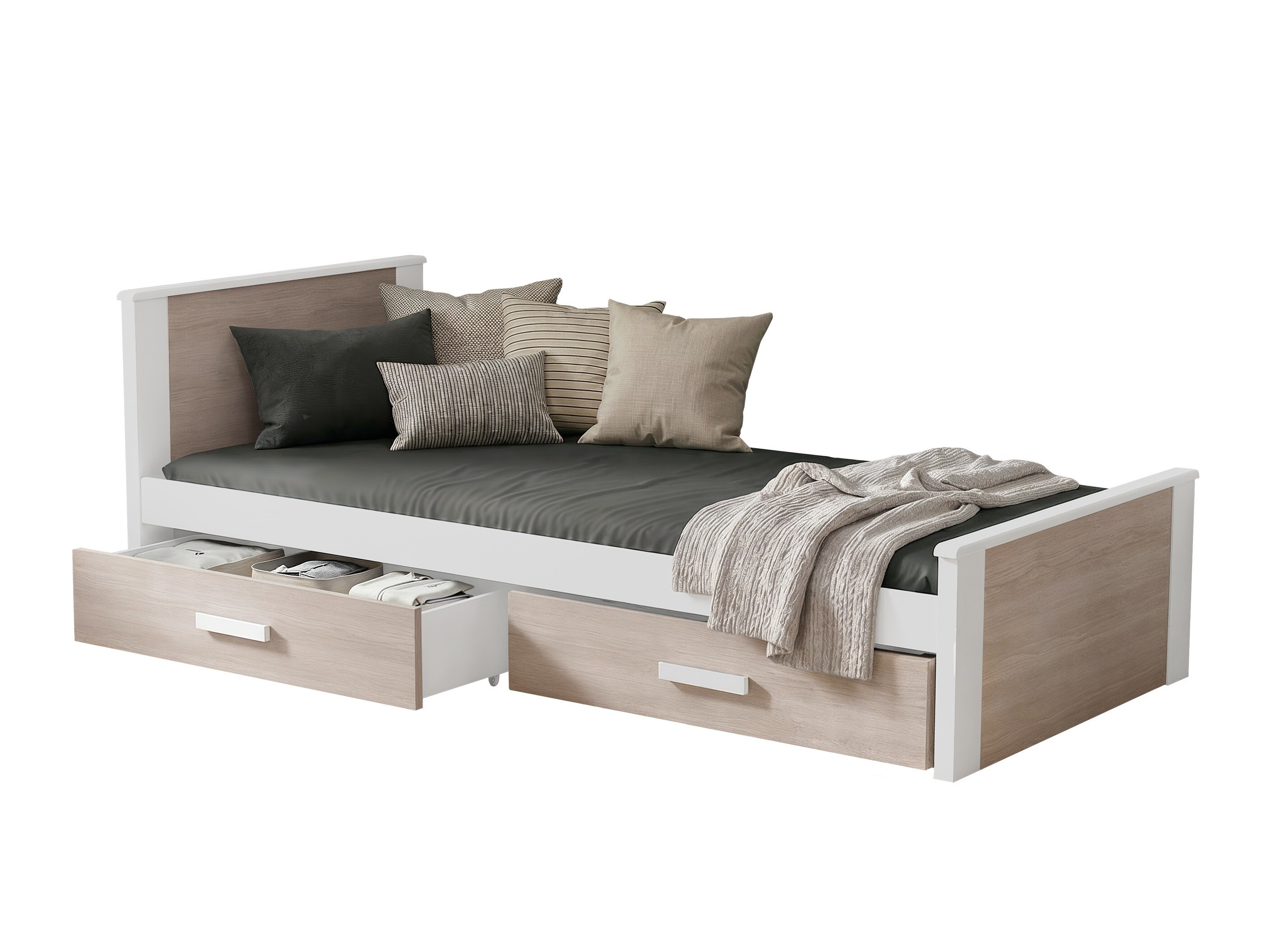 Bett Henderson 116 (Weiss + Sonoma eichenholz)