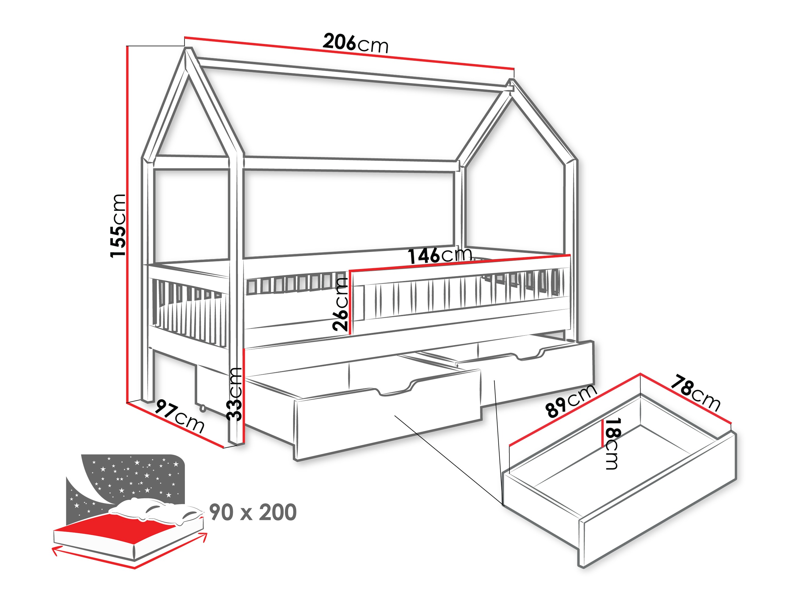 Bett Henderson 168 (Grau)