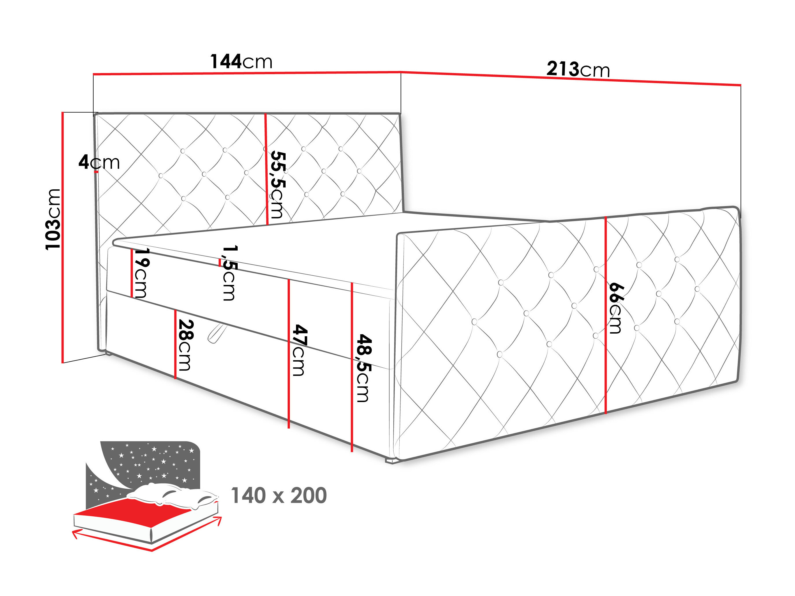 Boxspringbett Carmen (Amor Velvet 4303)