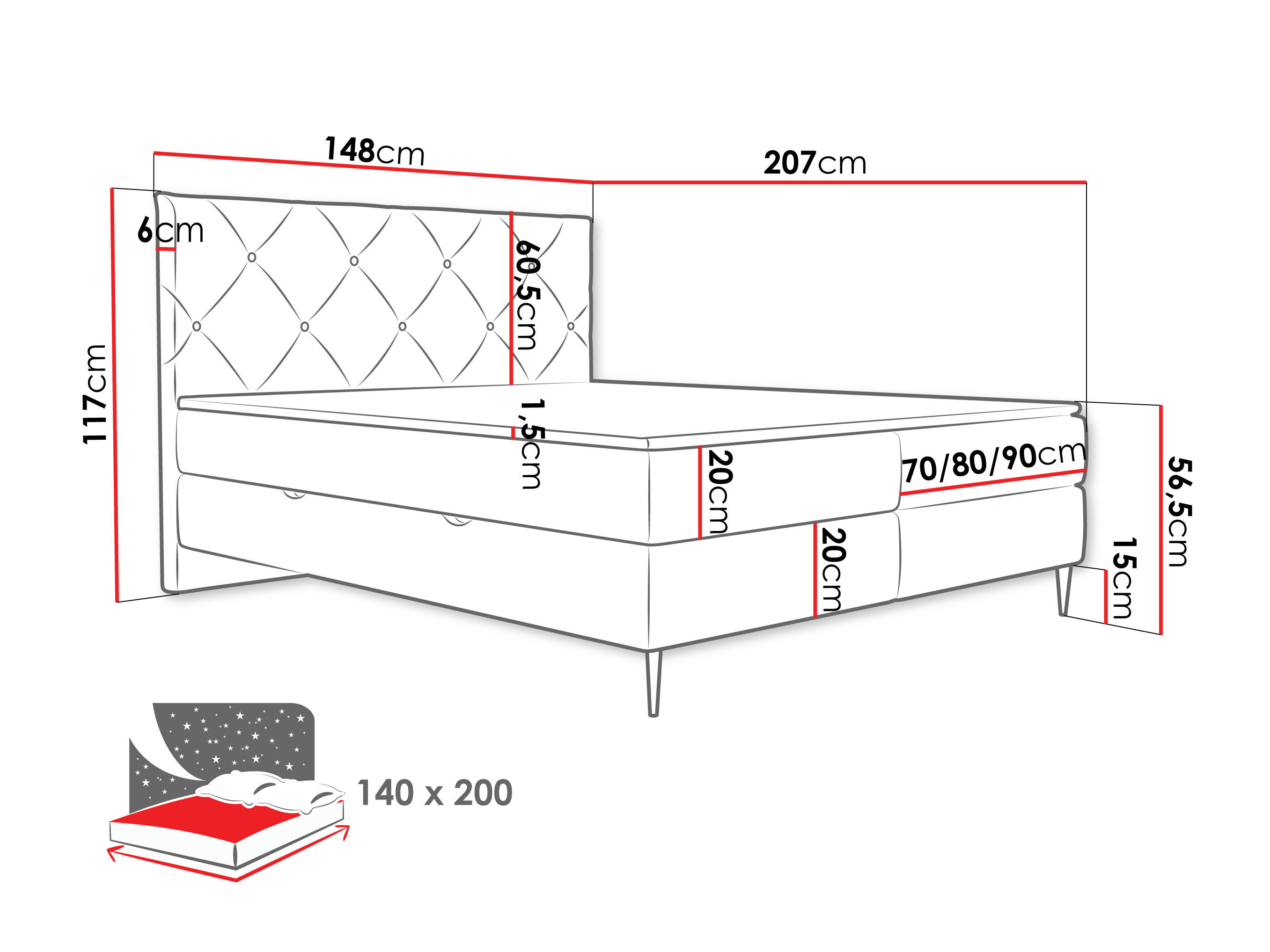 Boxspringbett ComfiDream Myrel (Verita 52)