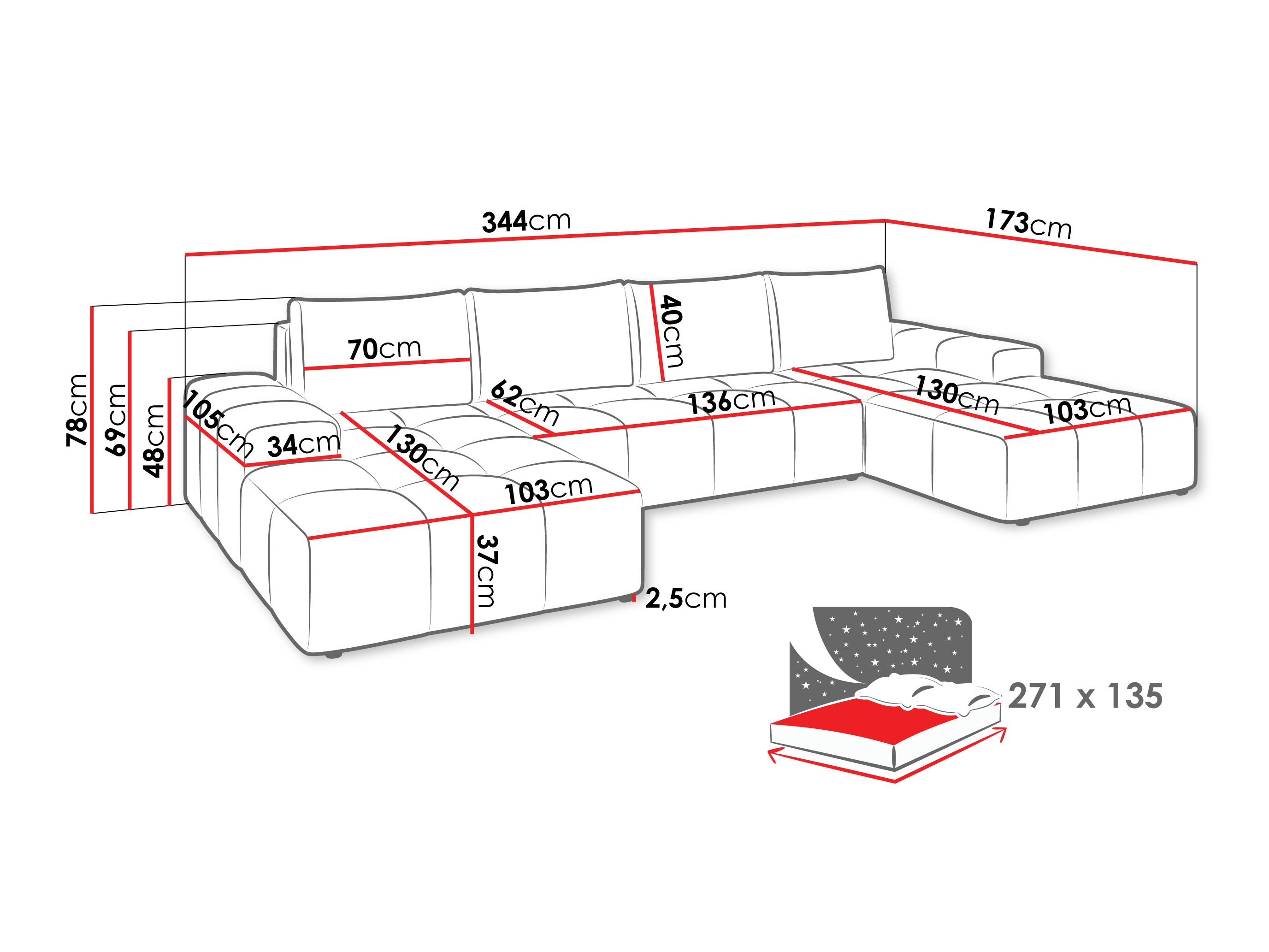 Ecksofa Comfivo Origor II (Milky 85)